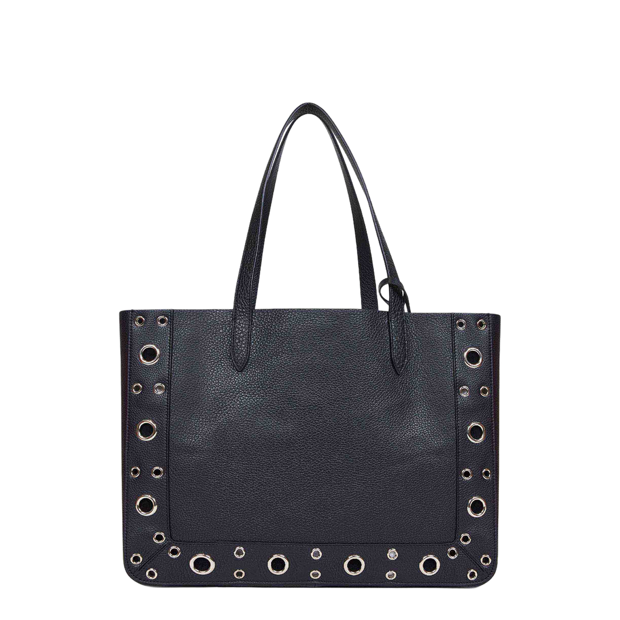 Rockstud Grainy Calfskin Shopping Bag - Black - Image 3
