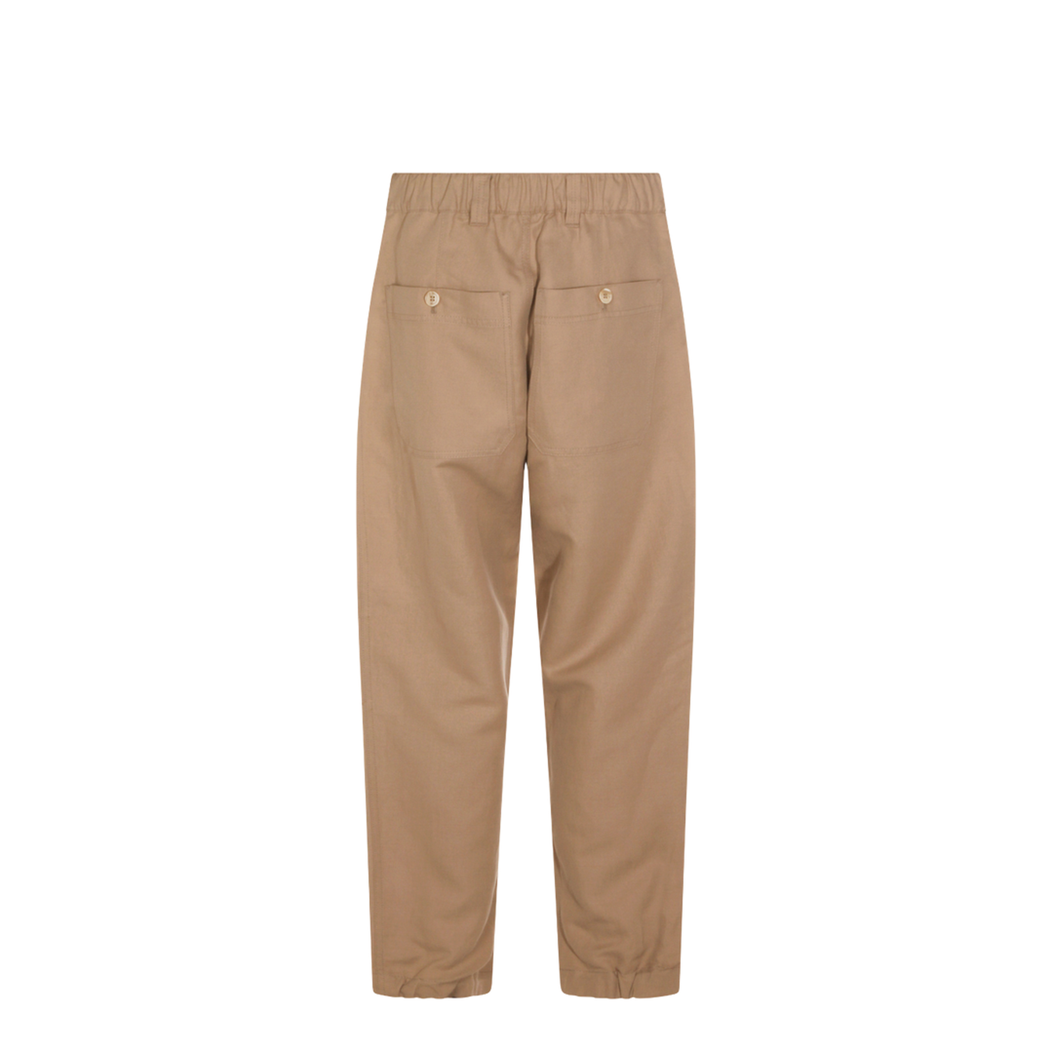 Cotton and linen drill trousers with patch pockets and drawstring - Image 4