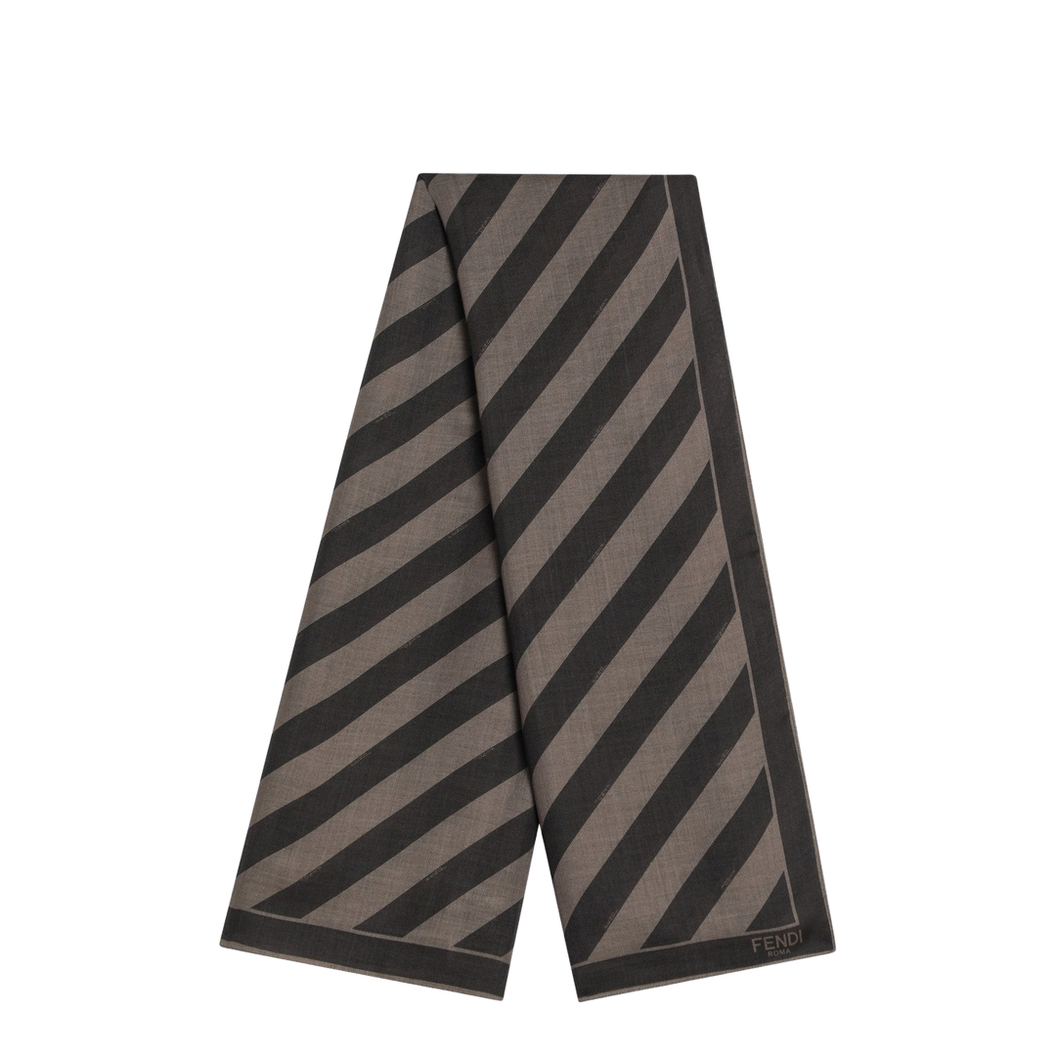 Tobacco Brown Silk Striped Scarf - Image 1