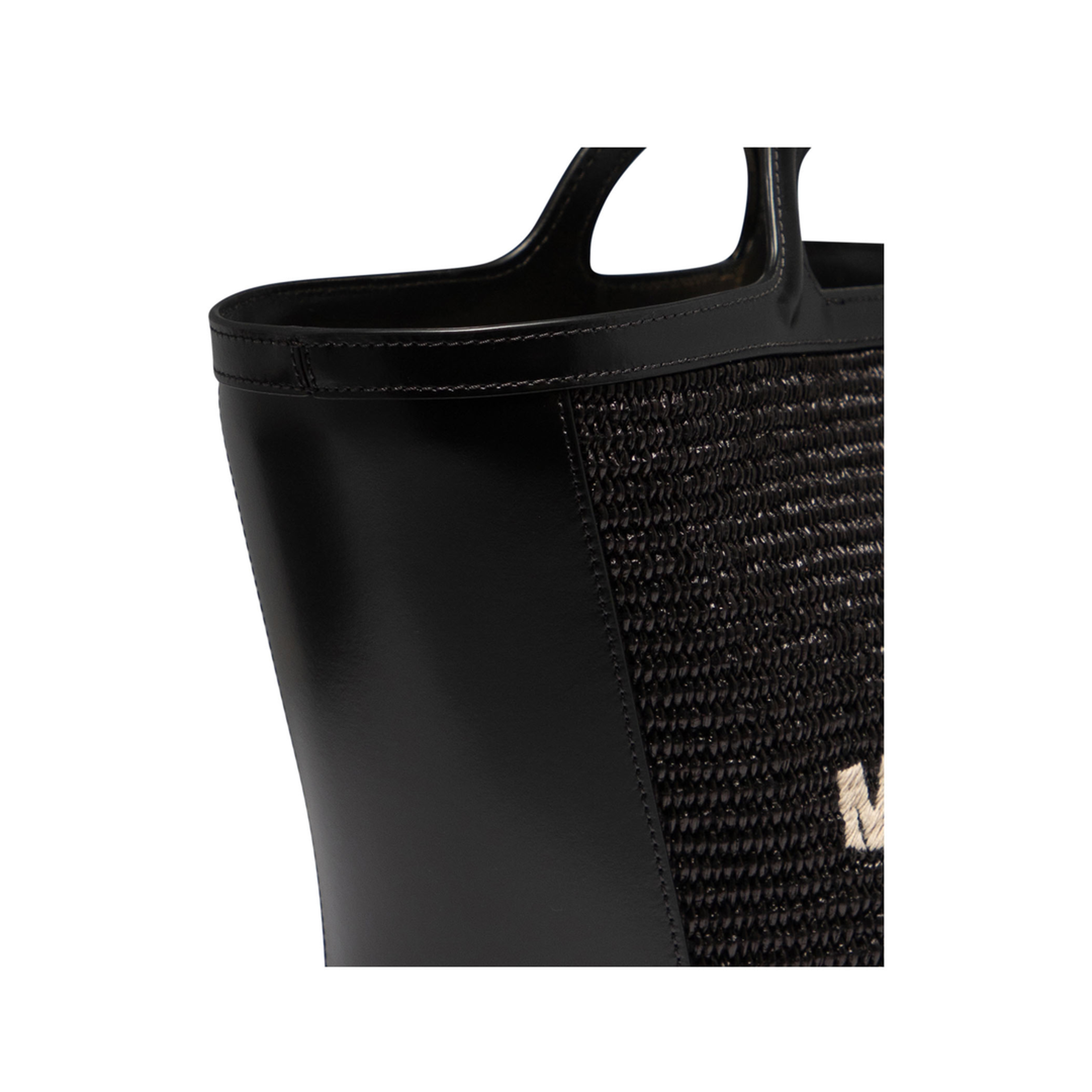 Tropicalia Small Raffia-Effect Handbag - Black - Image 4