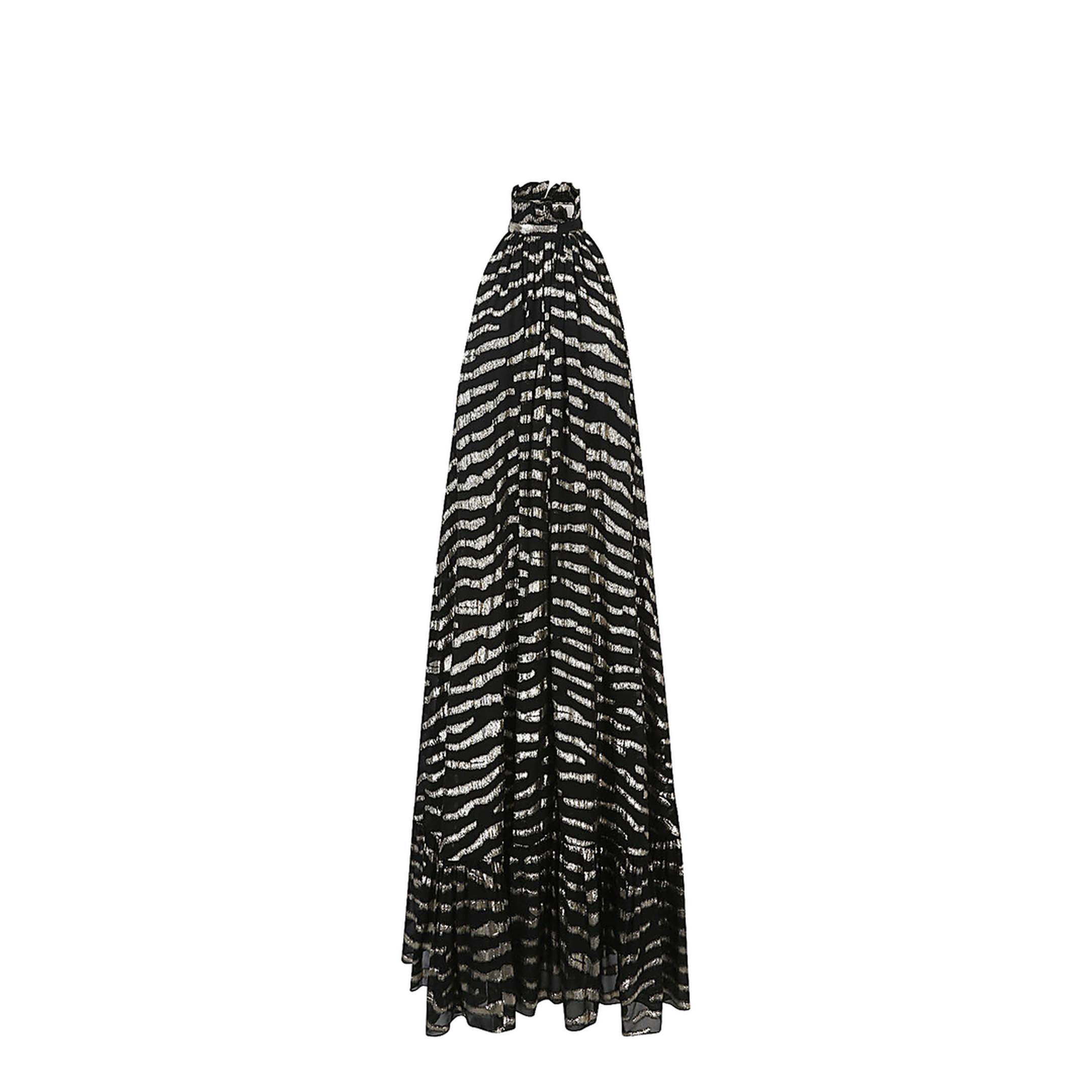Long Dress in Lamé Tiger Silk - Black / Gold - Image 1