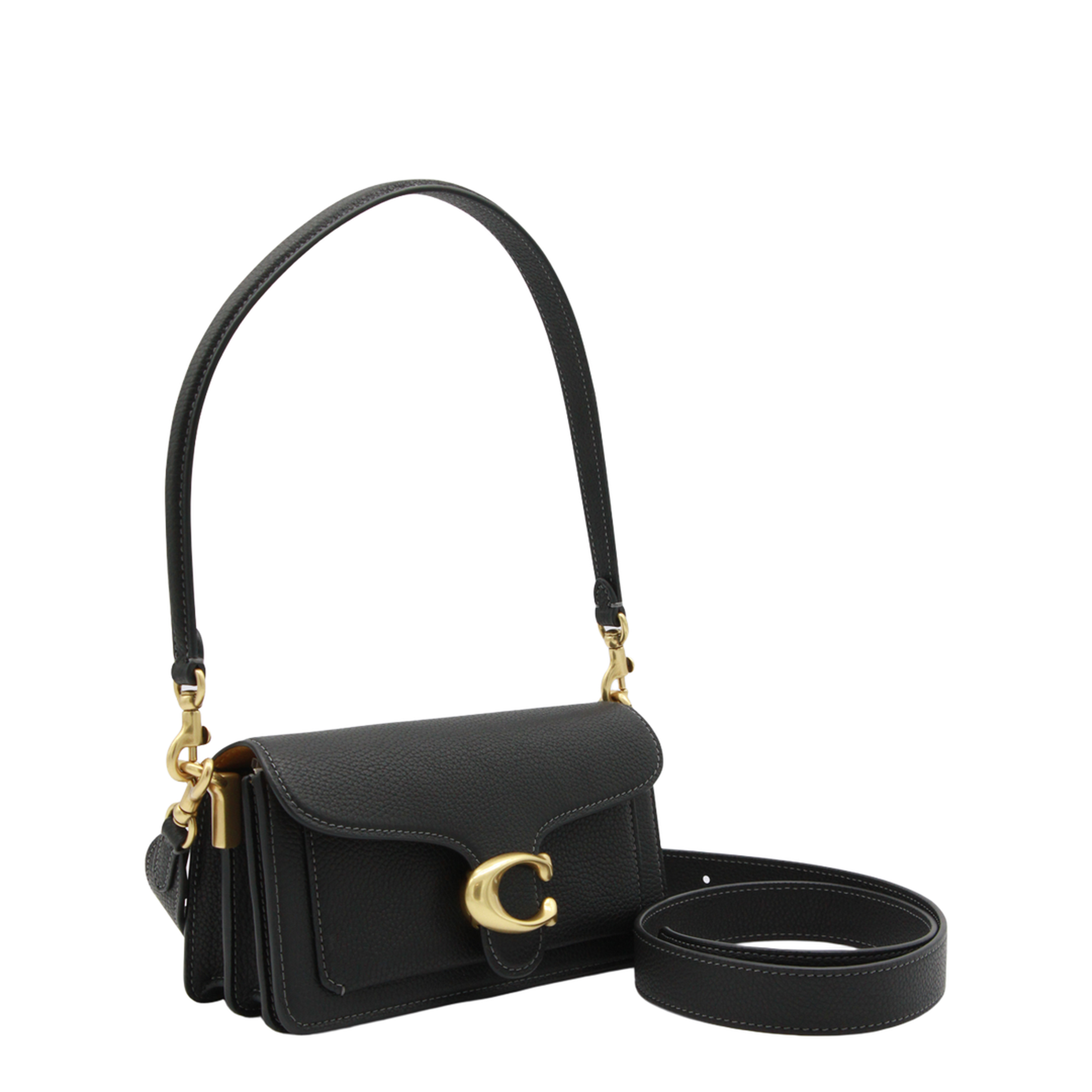 Tabby 20 Polished Pebble Leather Shoulder Bag - Black - Image 6