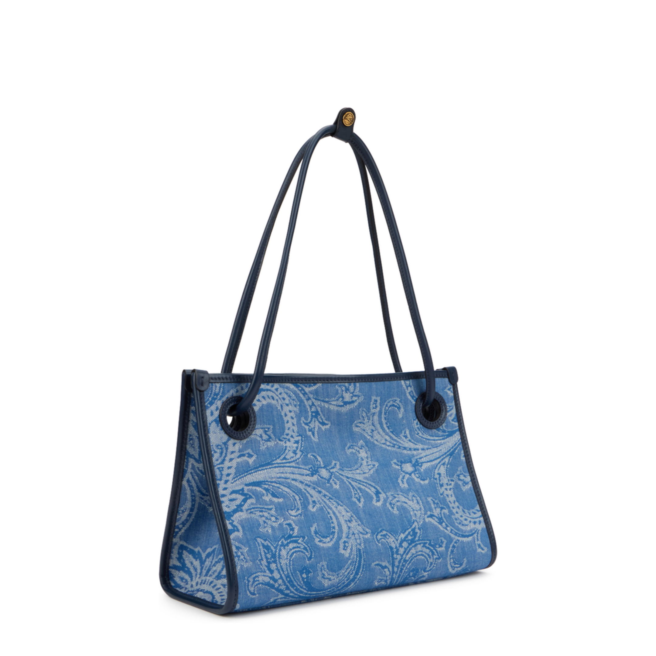 Small Eyes Jacquard Denim Tote - Blue - Image 2