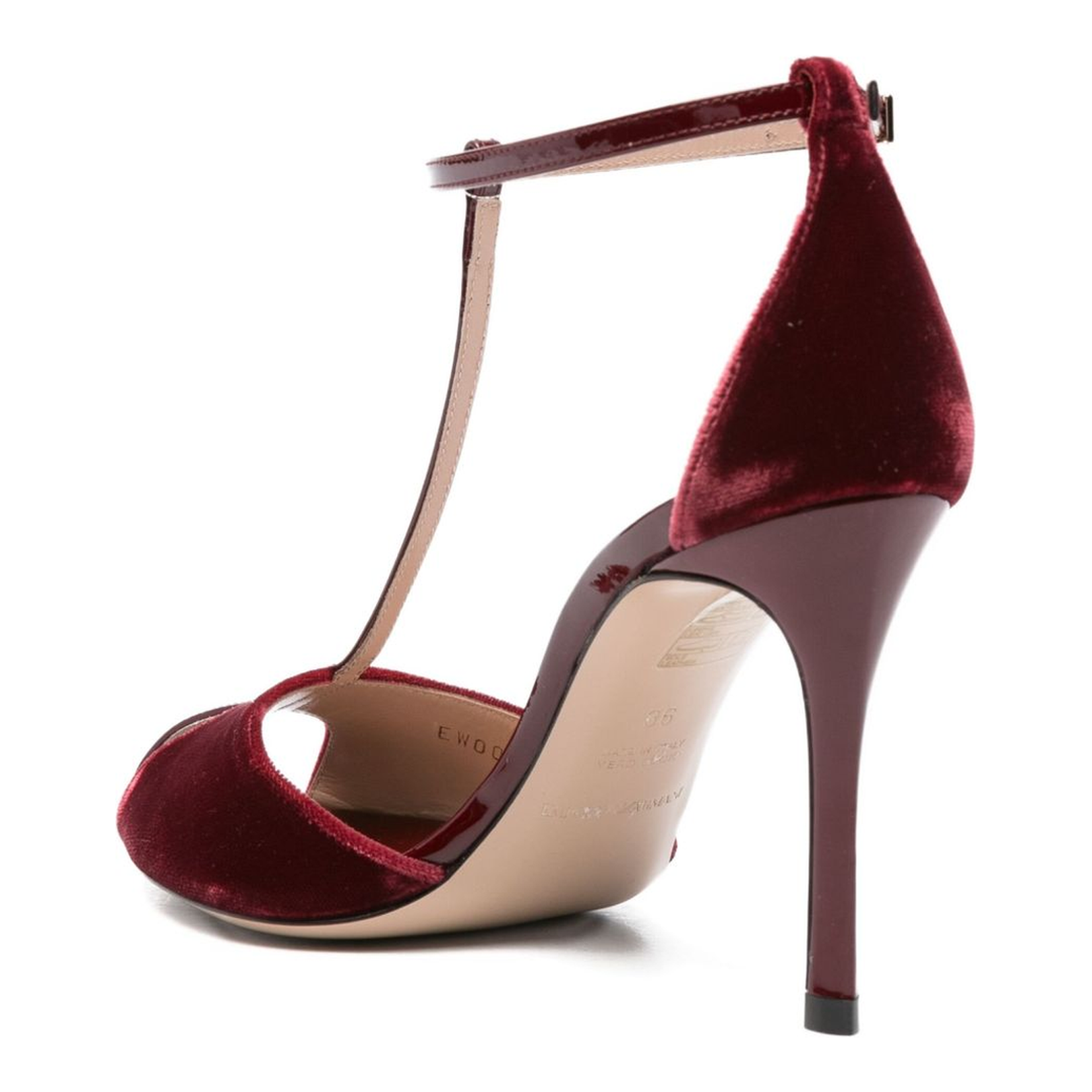 Velvet and Patent-Leather T-Bar Heeled Sandals - Image 3