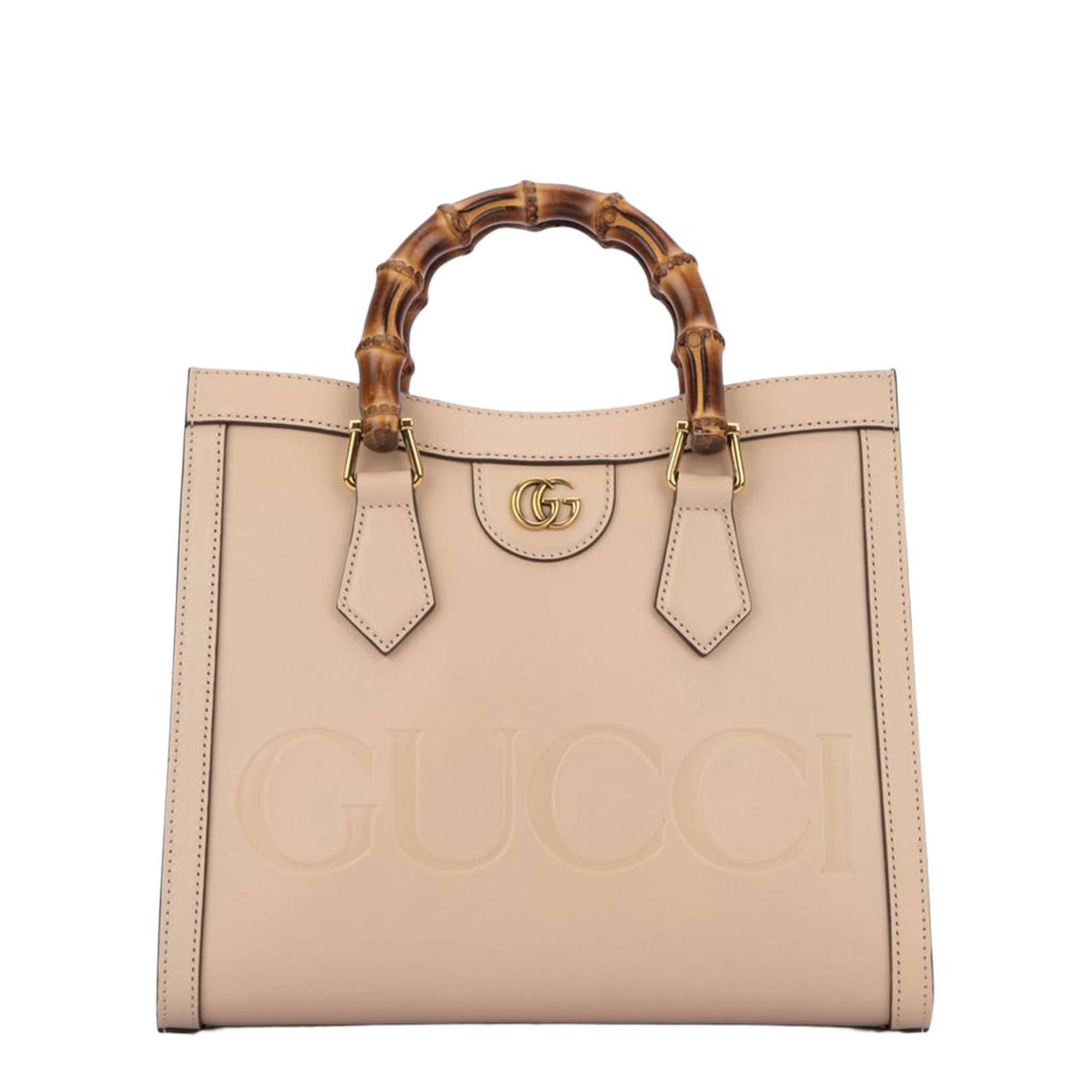 Diana Medium Leather Tote Bag - Beige - Image 1