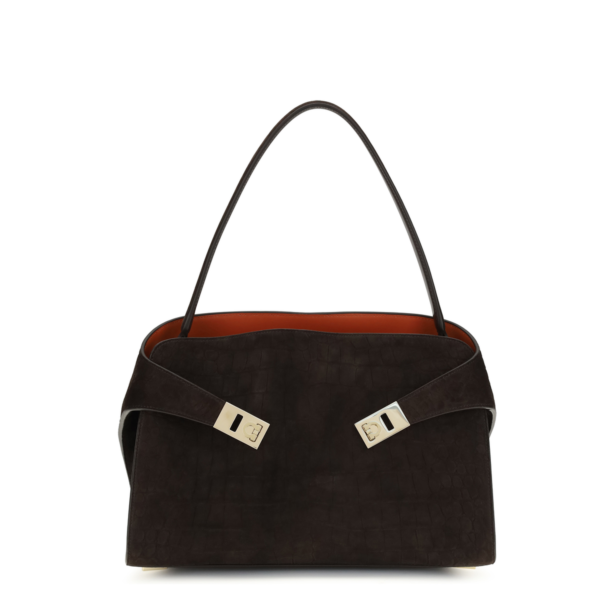 Hug Soft Medium Goat Skin & Calf Suede Shoulder Bag - Dark Brown - Image 1