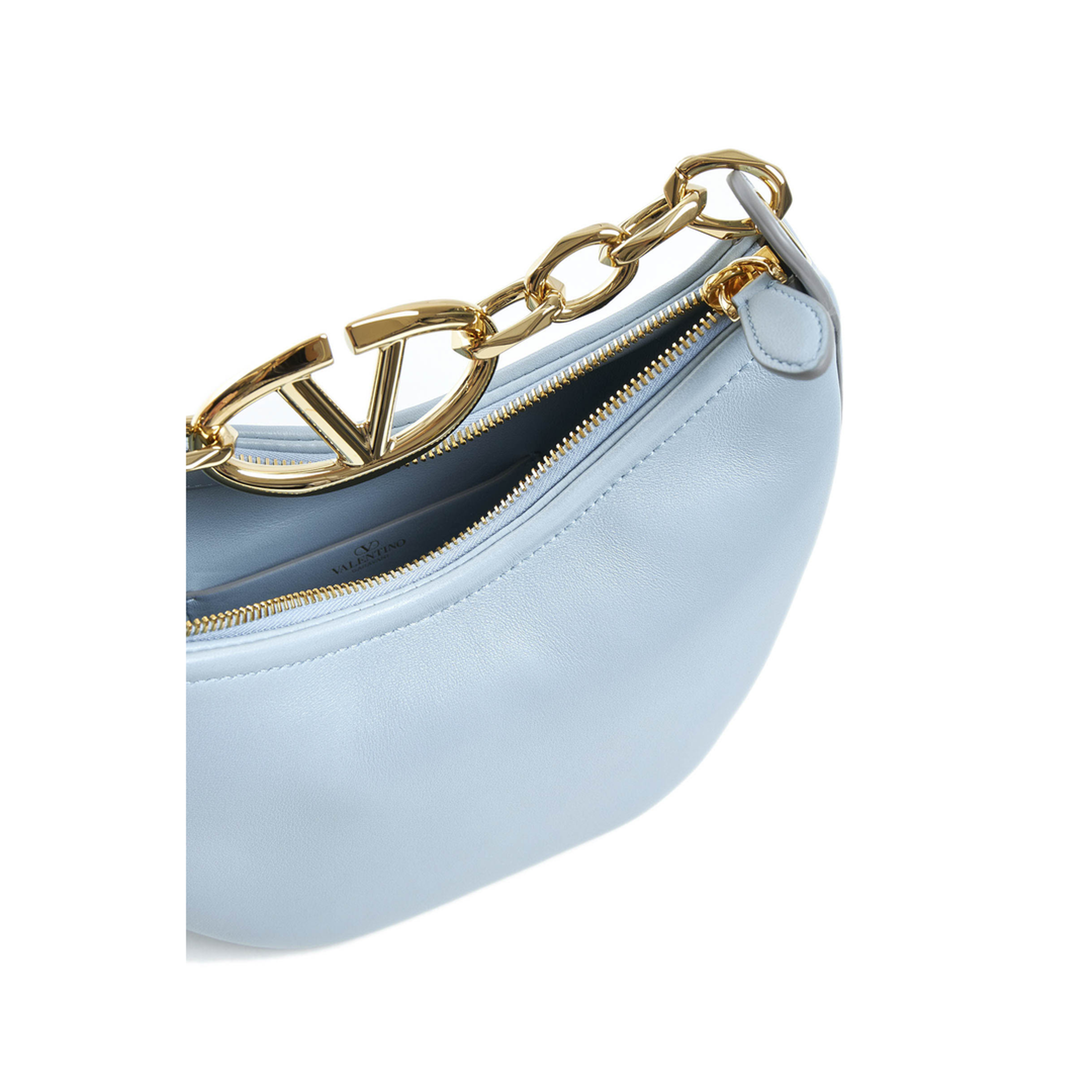 Light Blue Leather Mini Hobo Handbag - Image 5