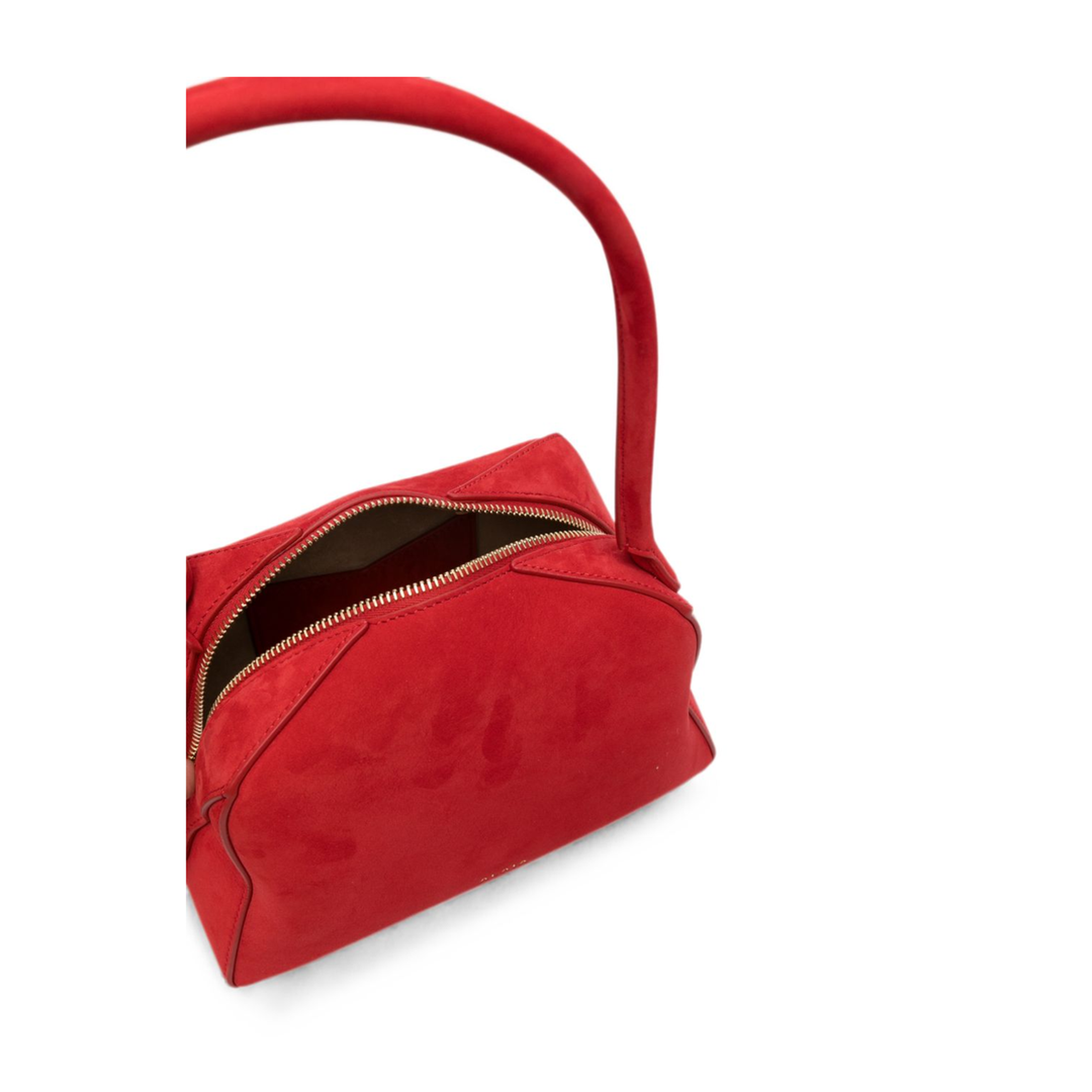Le Bouledogue Small Nubuck Leather Shoulder Bag - Rouge Vif - Image 3