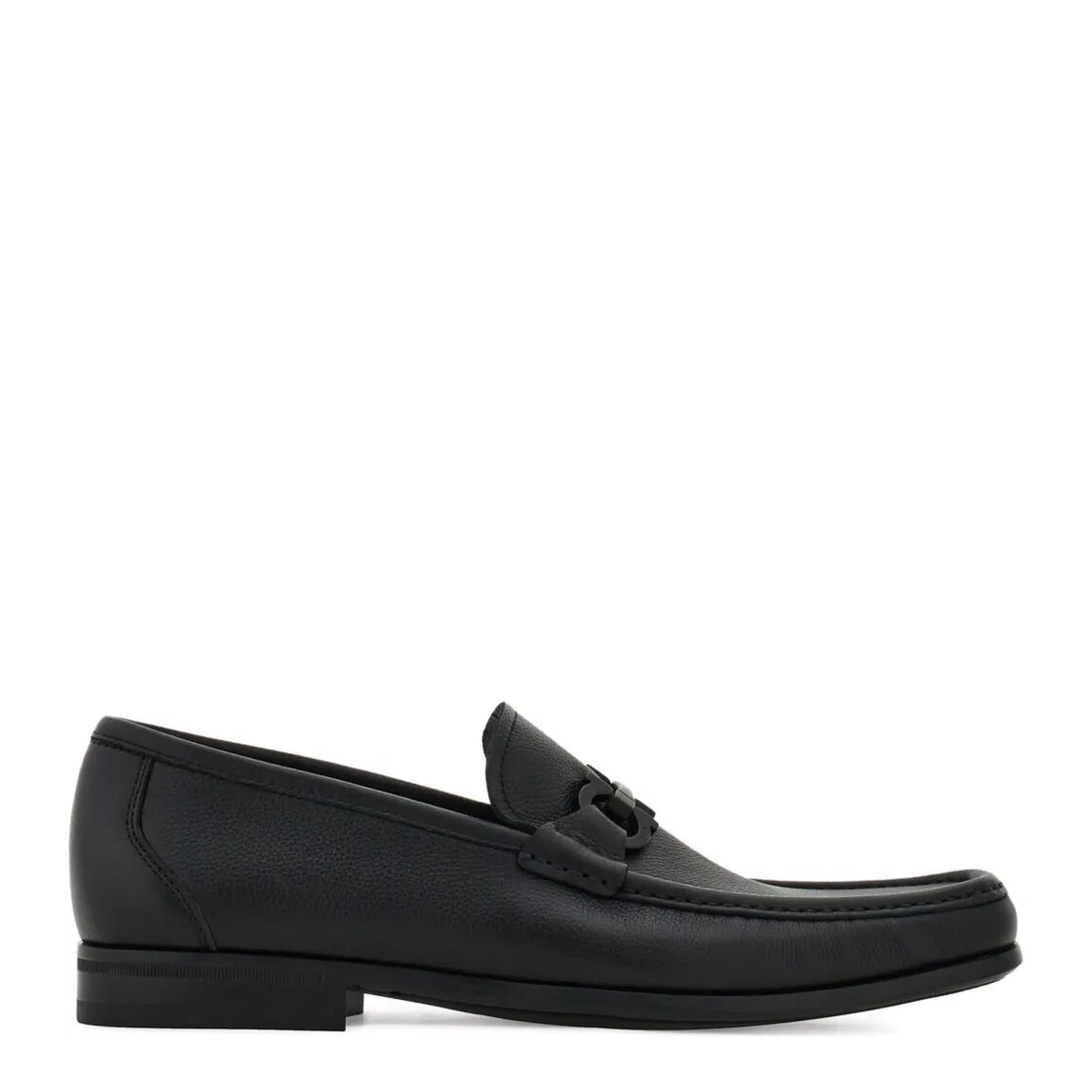 Leather Loafers with Gancini Buckle - Image 1