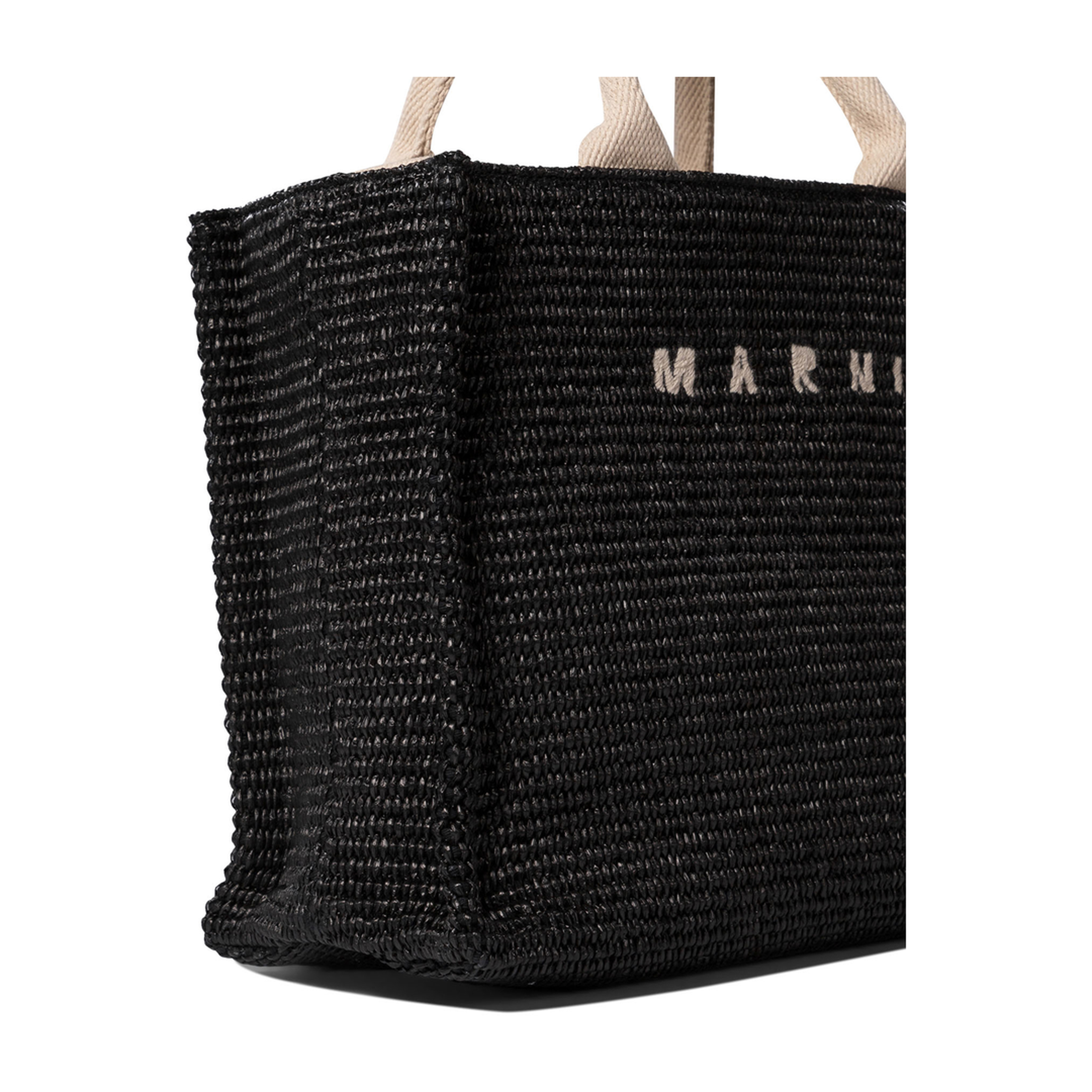East/West Small Raffia-Effect Tote Bag - Black - Image 4