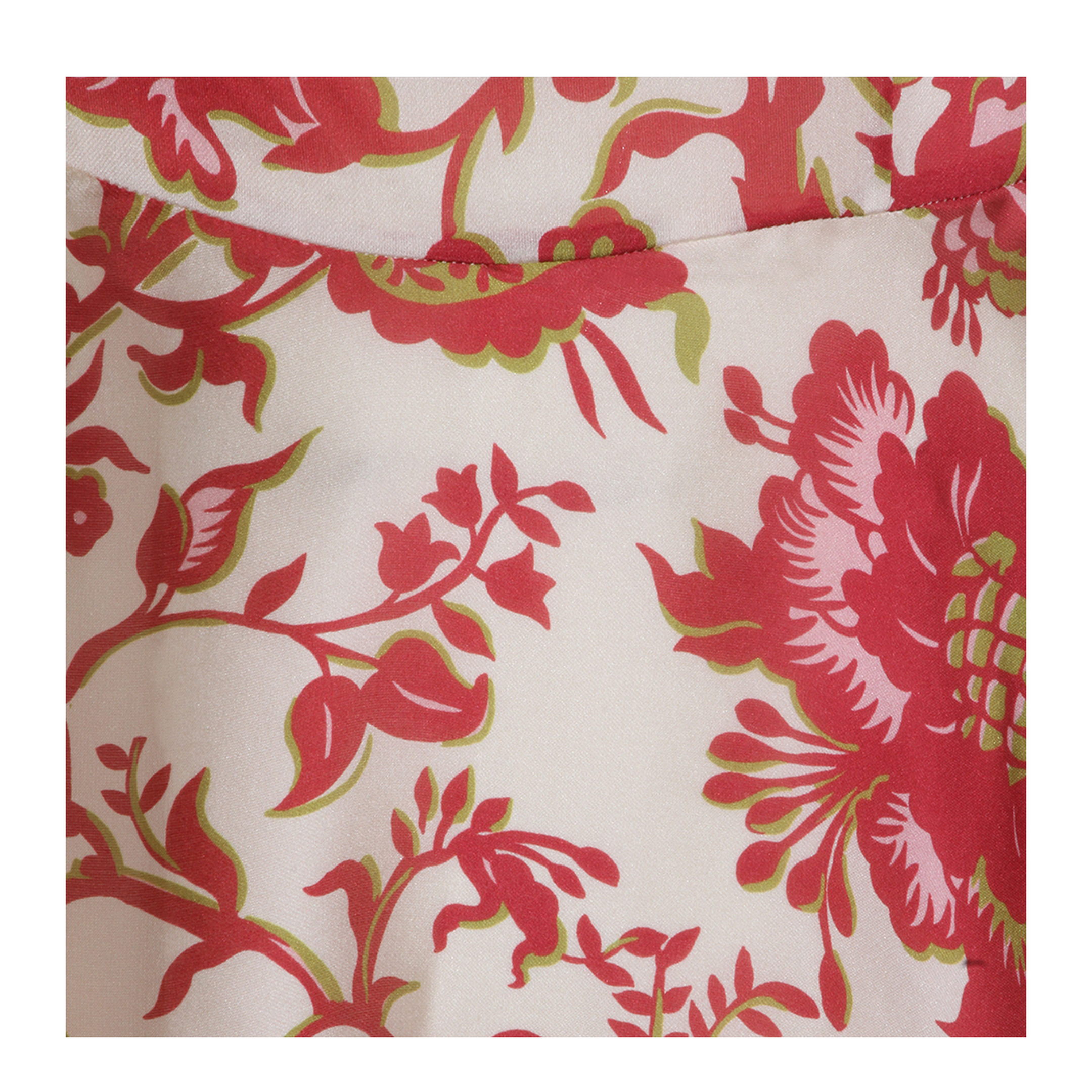 Floral Motif Silk Long Dress - Image 5