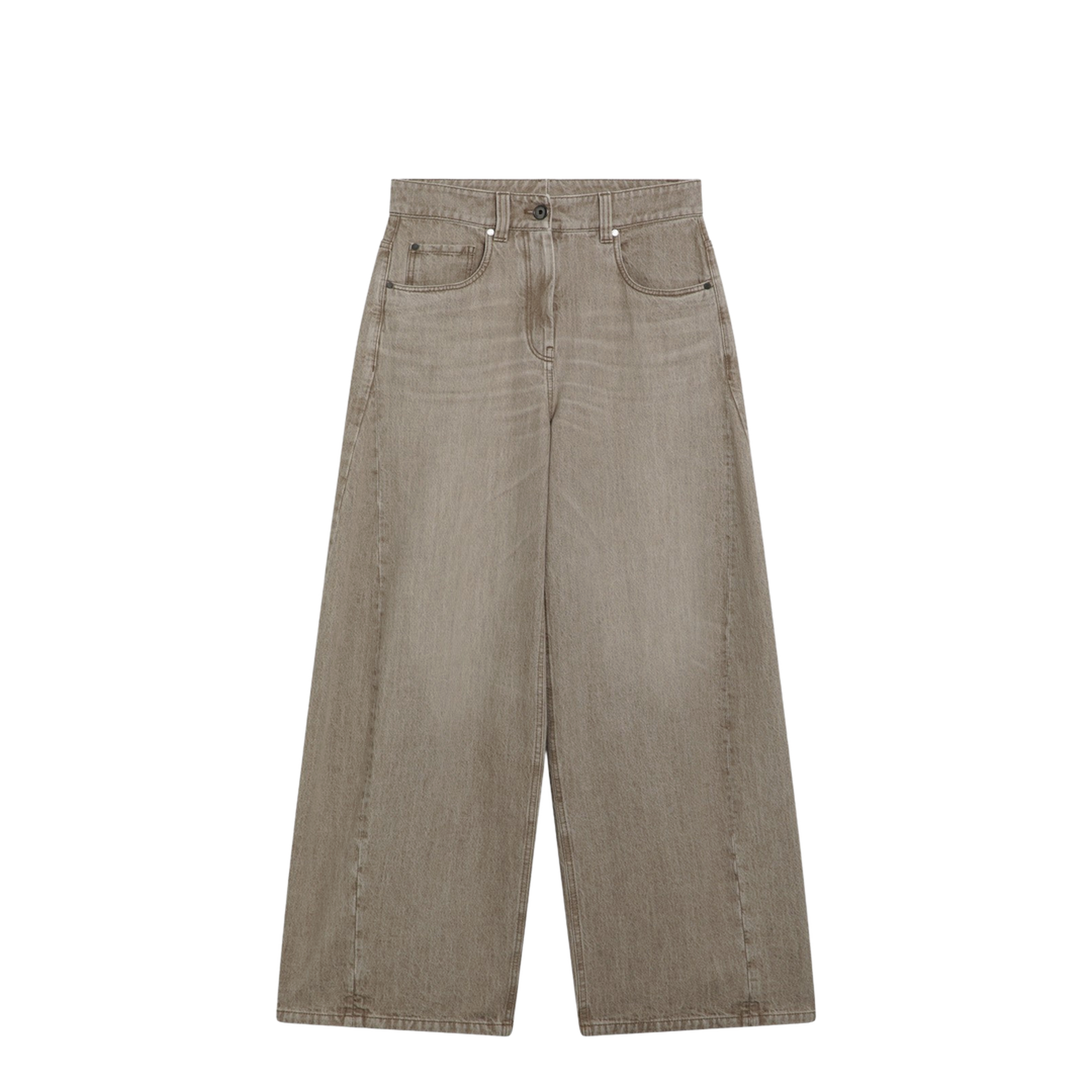 Wide-leg desert-colored jeans - Image 1