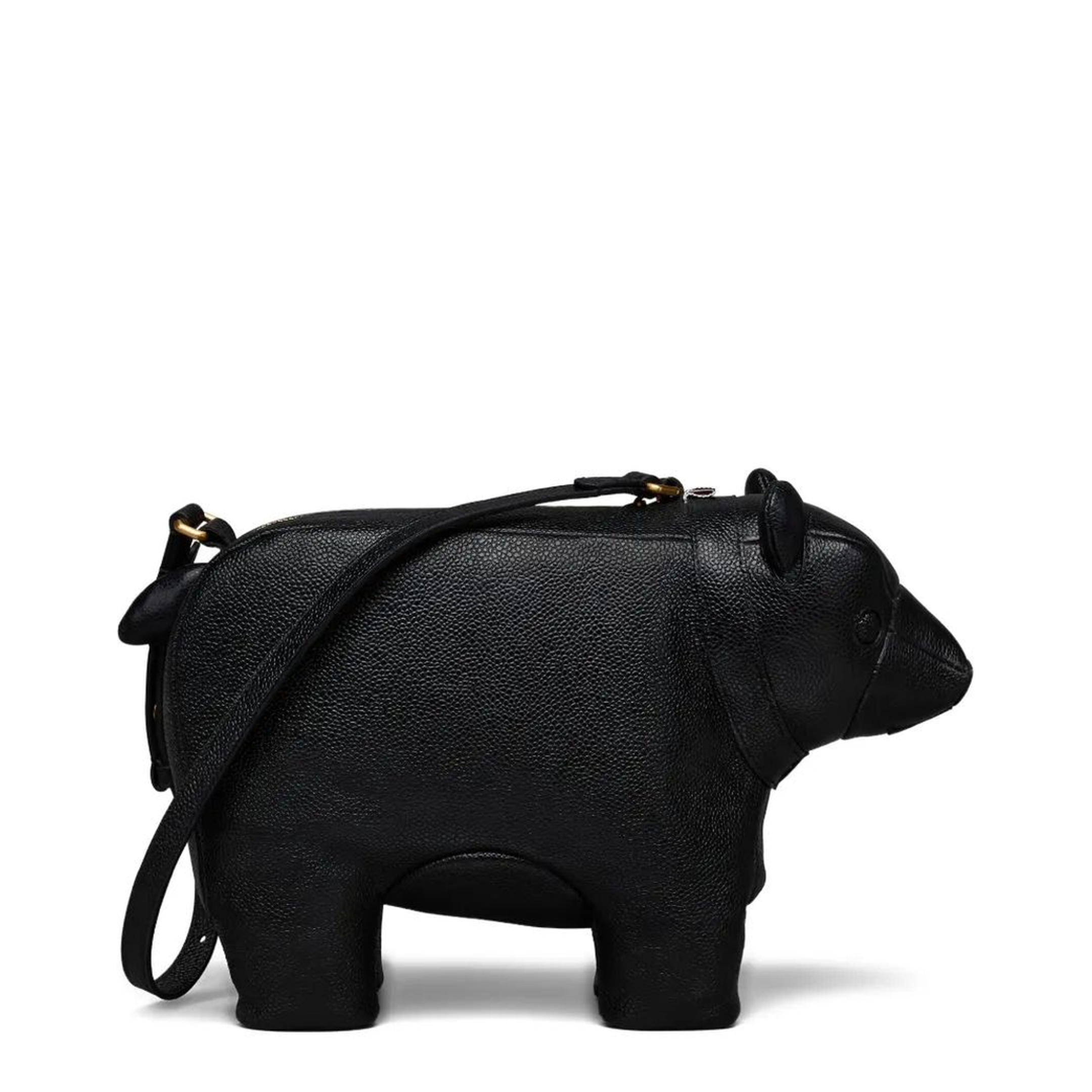 Bear Baguette Medium Calf Full Grain Shoulder Bag - Black - Image 1