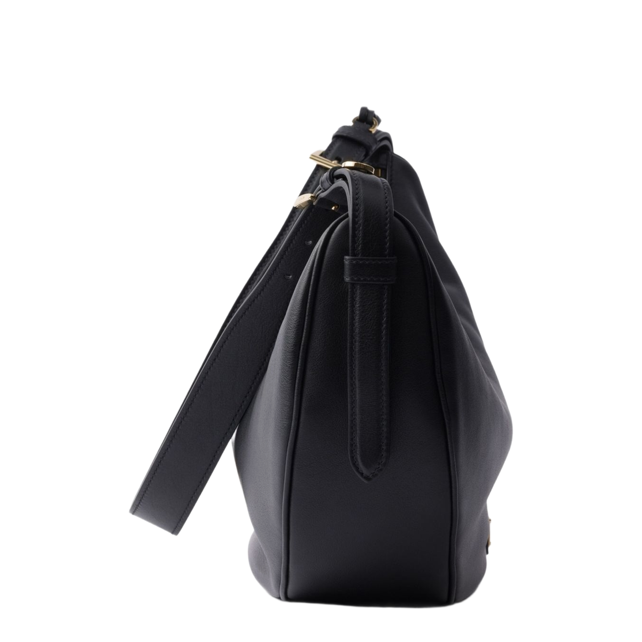 Demi-Lune Large Calf Leather Shoulder Bag - Nero - Image 3