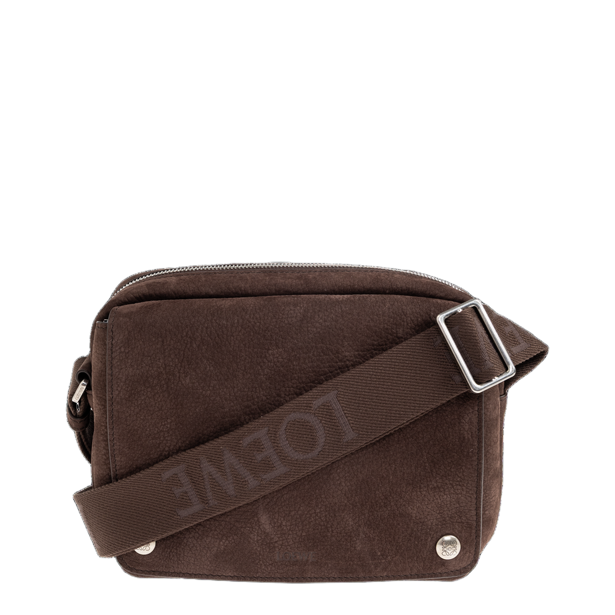 Pebble Medium Grained Nubuck Messenger Bag - Dark Brownie - Image 1
