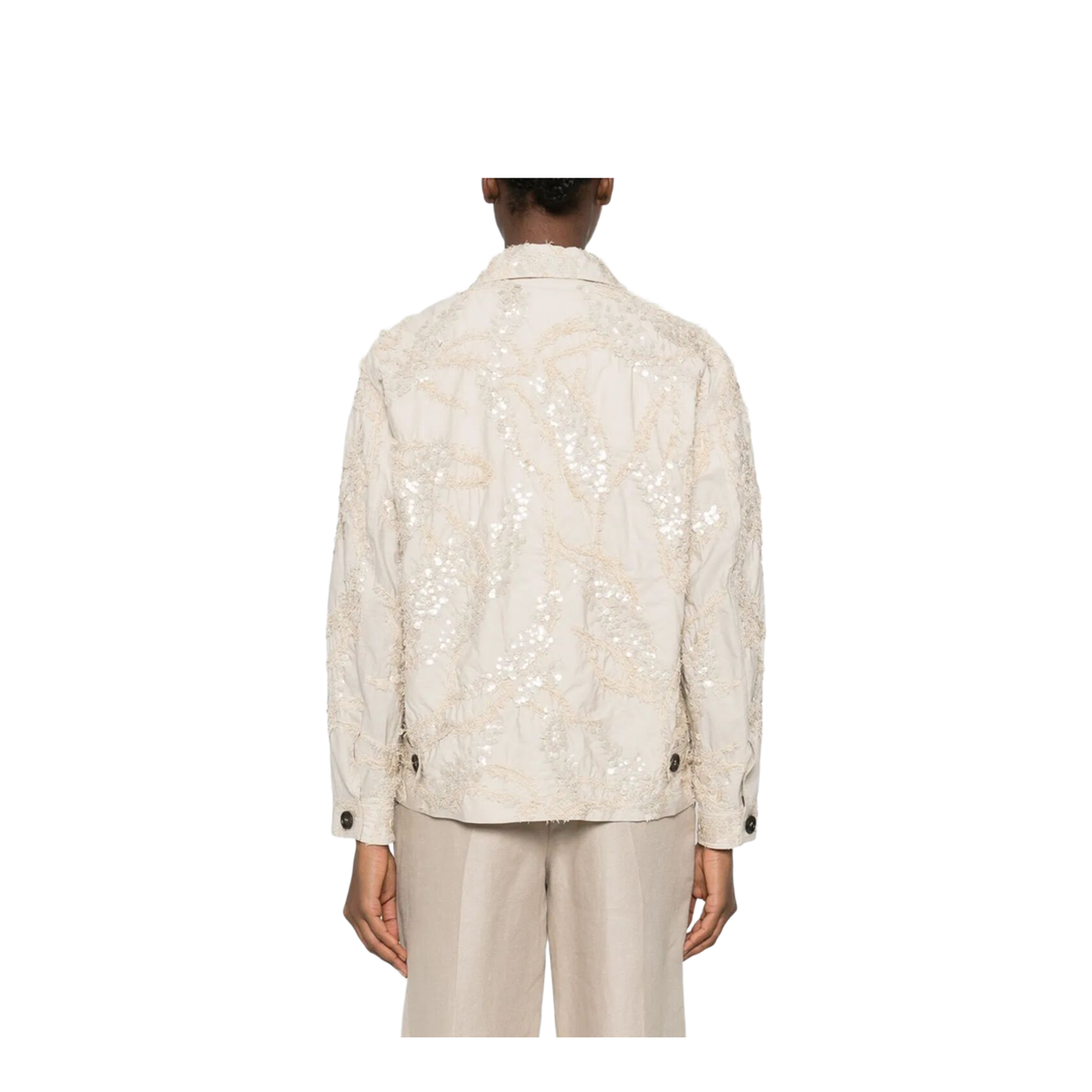 Dazzling Seabed Embroidery Outerwear Jacket in Techno Cotton Poplin - Image 4