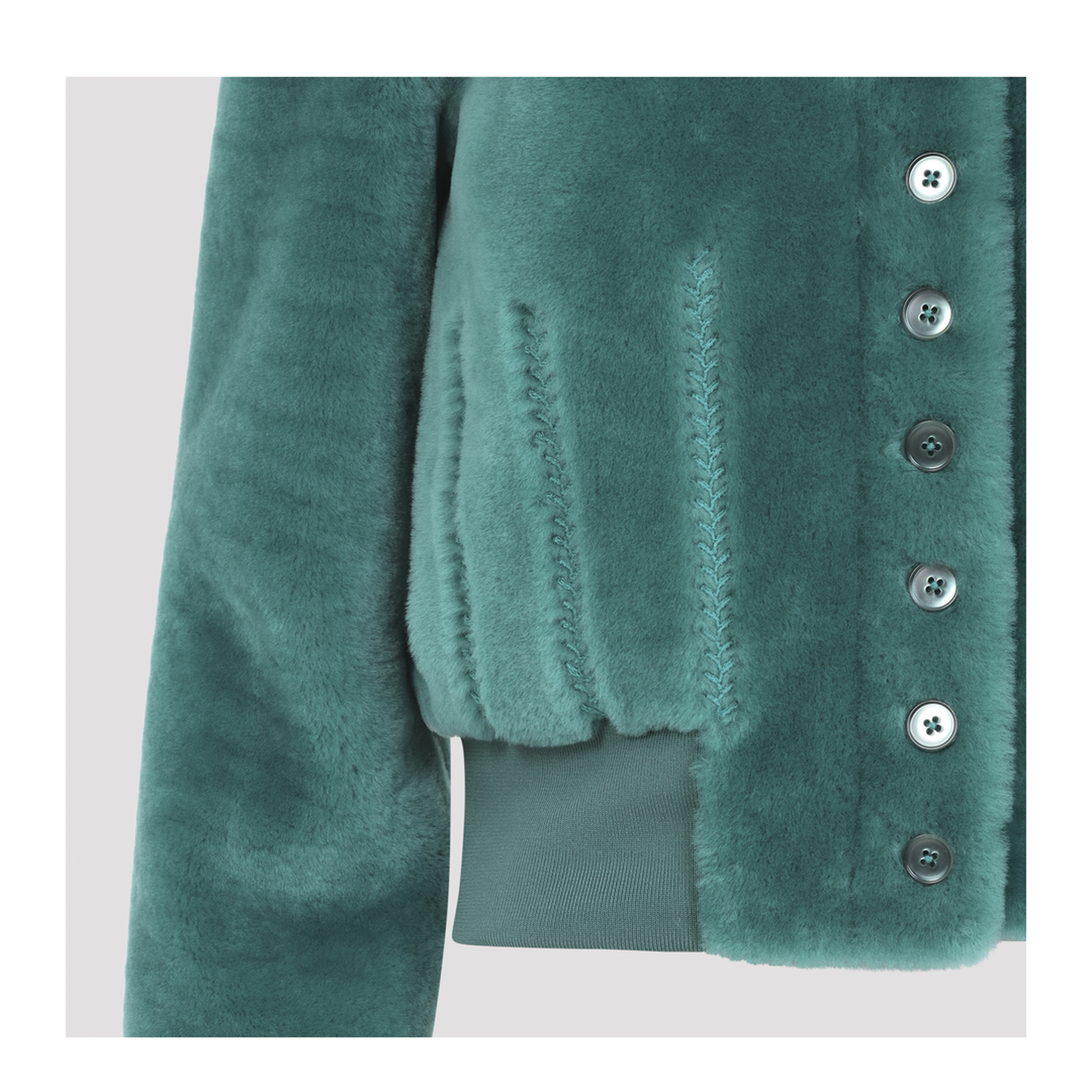 Cropped Shearling Bomber Jacket - Image 6
