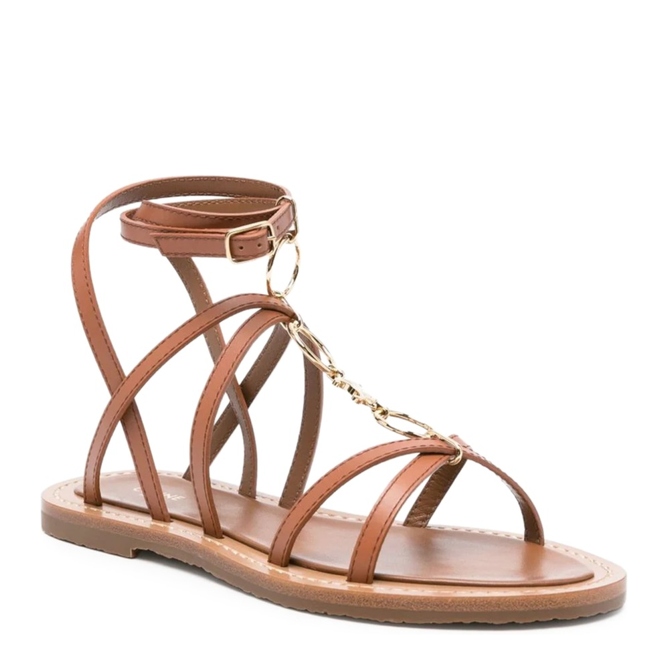 Lympia Sandals with Decorative Straps in Brown - Image 2