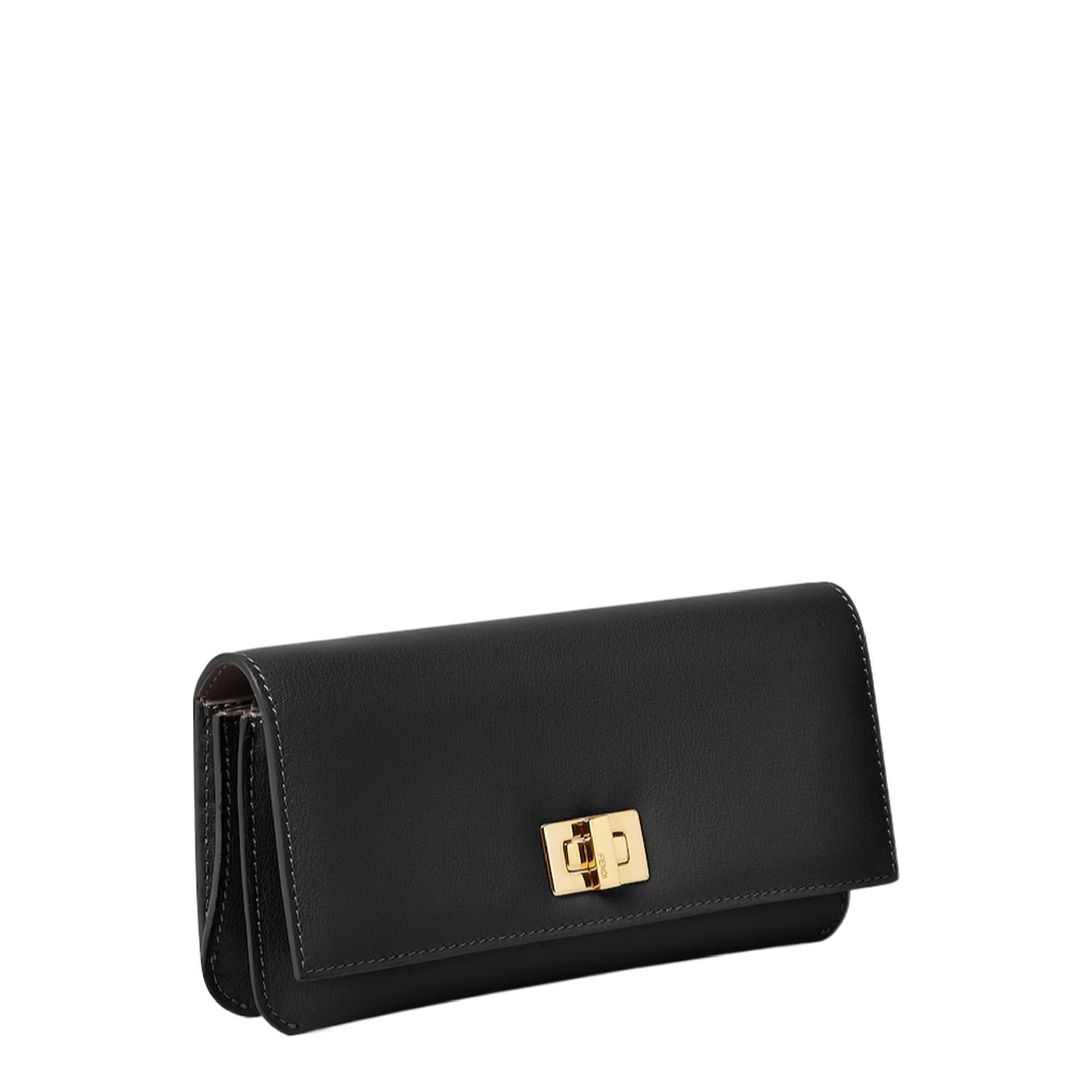 Way Calfskin Continental Wallet - Black and Chocolate Brown - Image 2