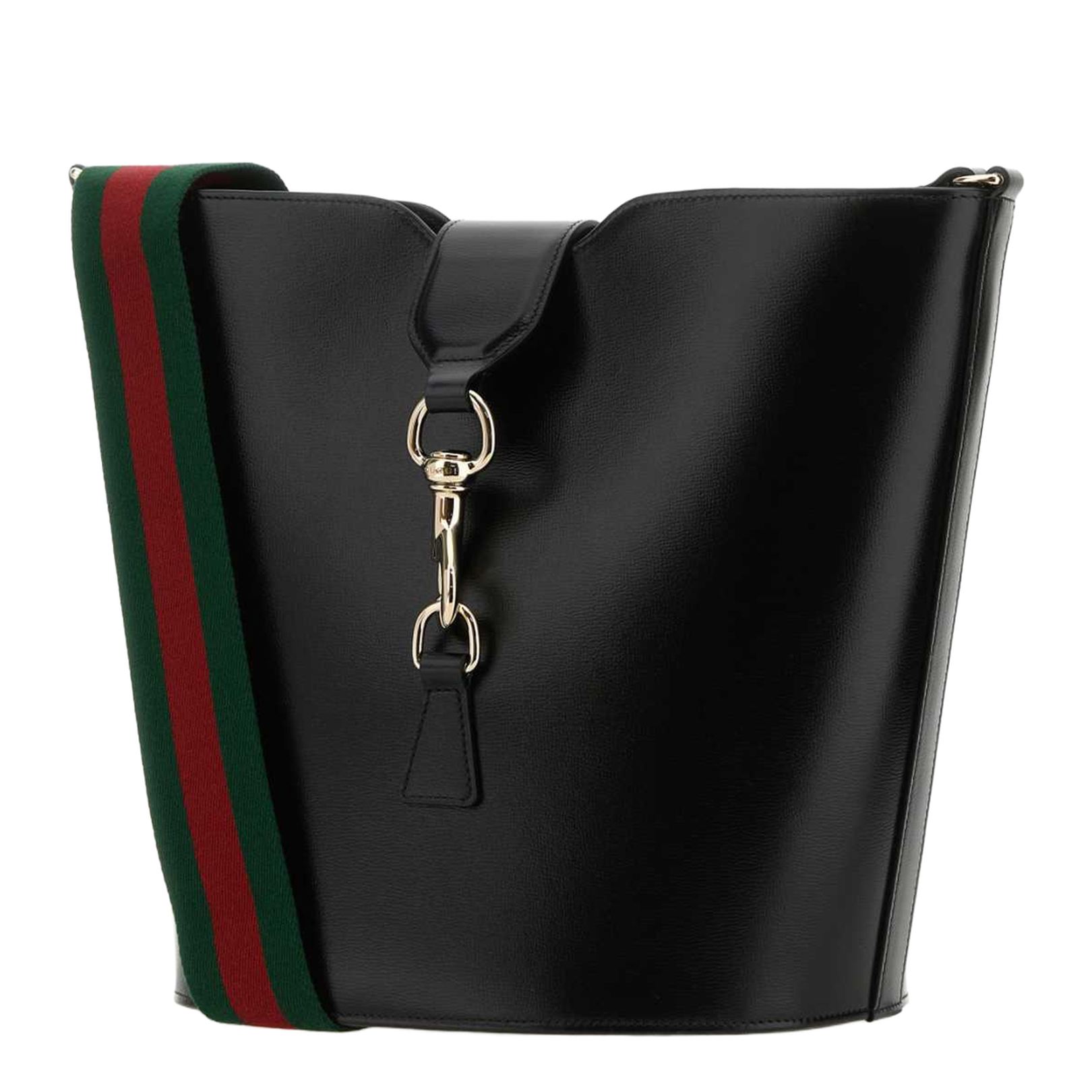 Small Leather Bucket Shoulder Bag - Black - Image 2