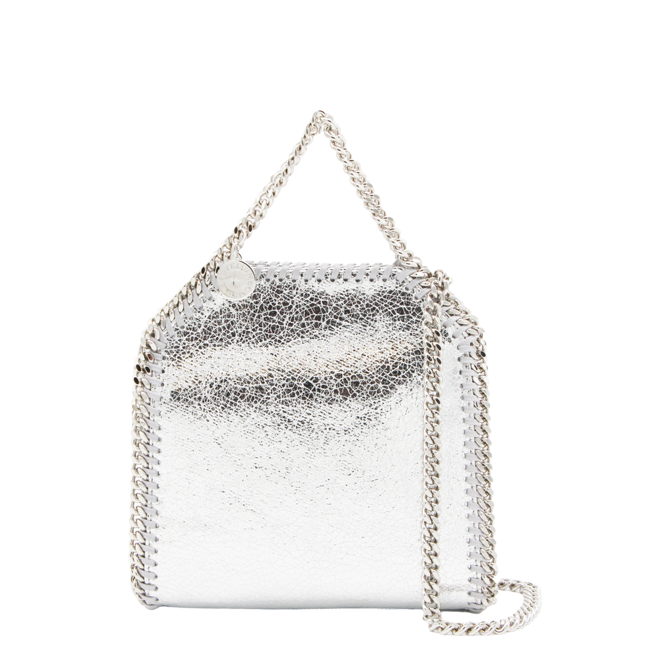 Falabella Tiny Cracked Metallic Polyester Tote Bag - Silver - Image 1