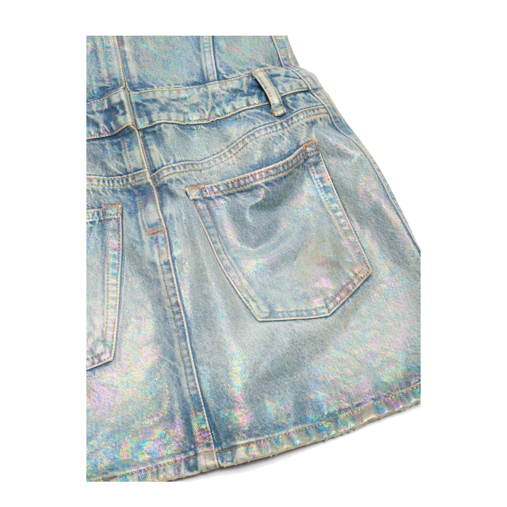 Coated Denim Dress - Mid Blue - Image 5