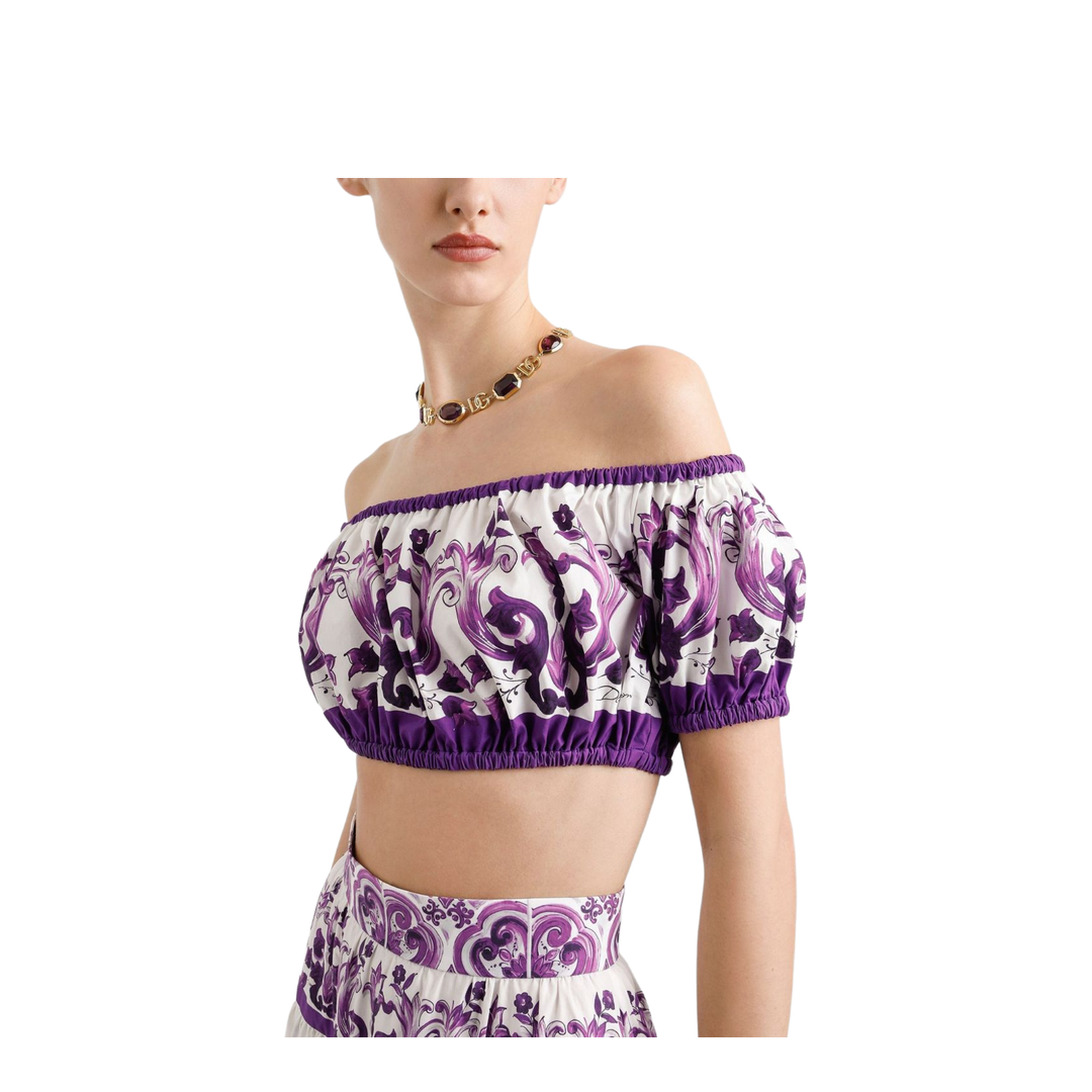 Majolica-print poplin top - Image 4