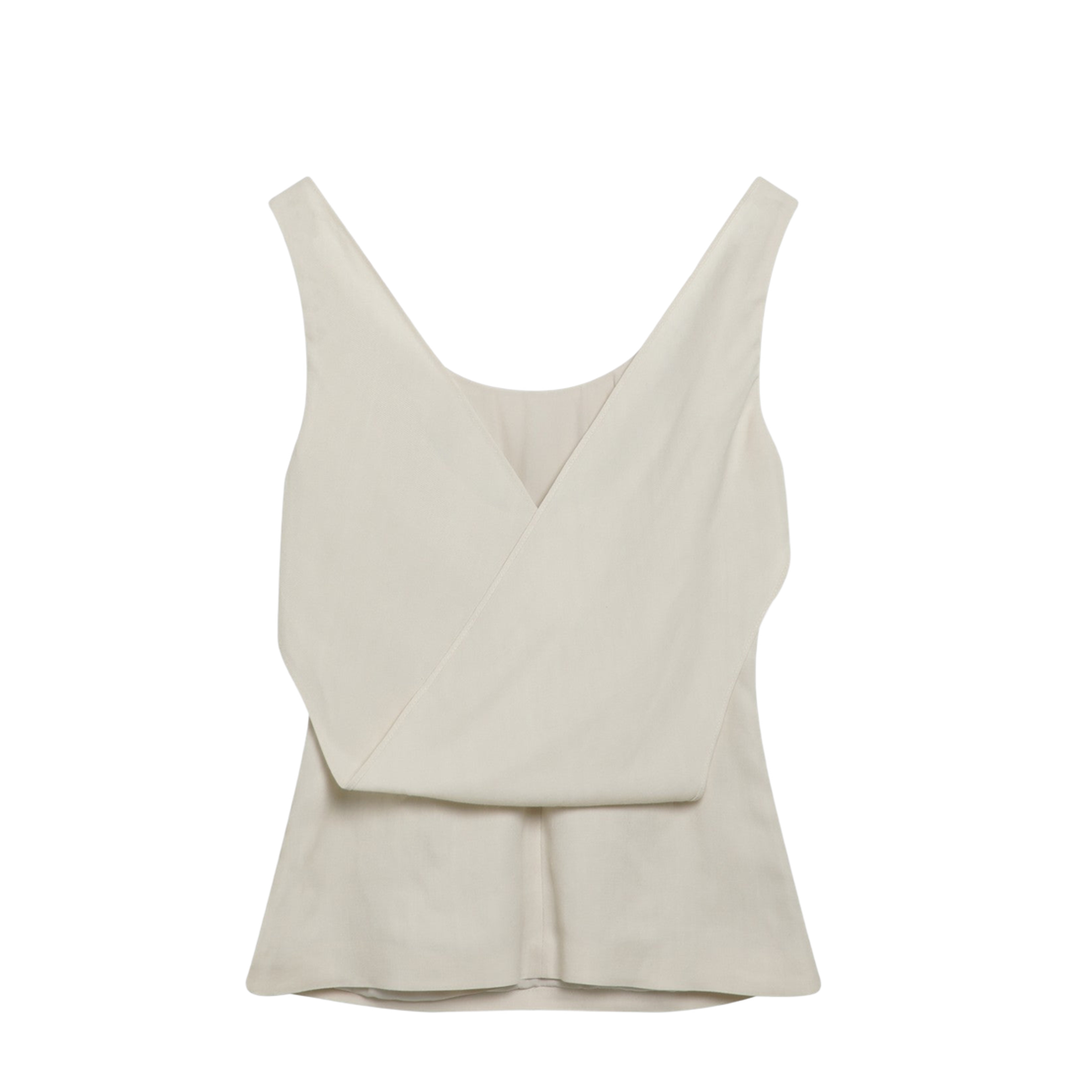 Cream-colored Top in Fluid Viscose and Linen Twill - Image 2