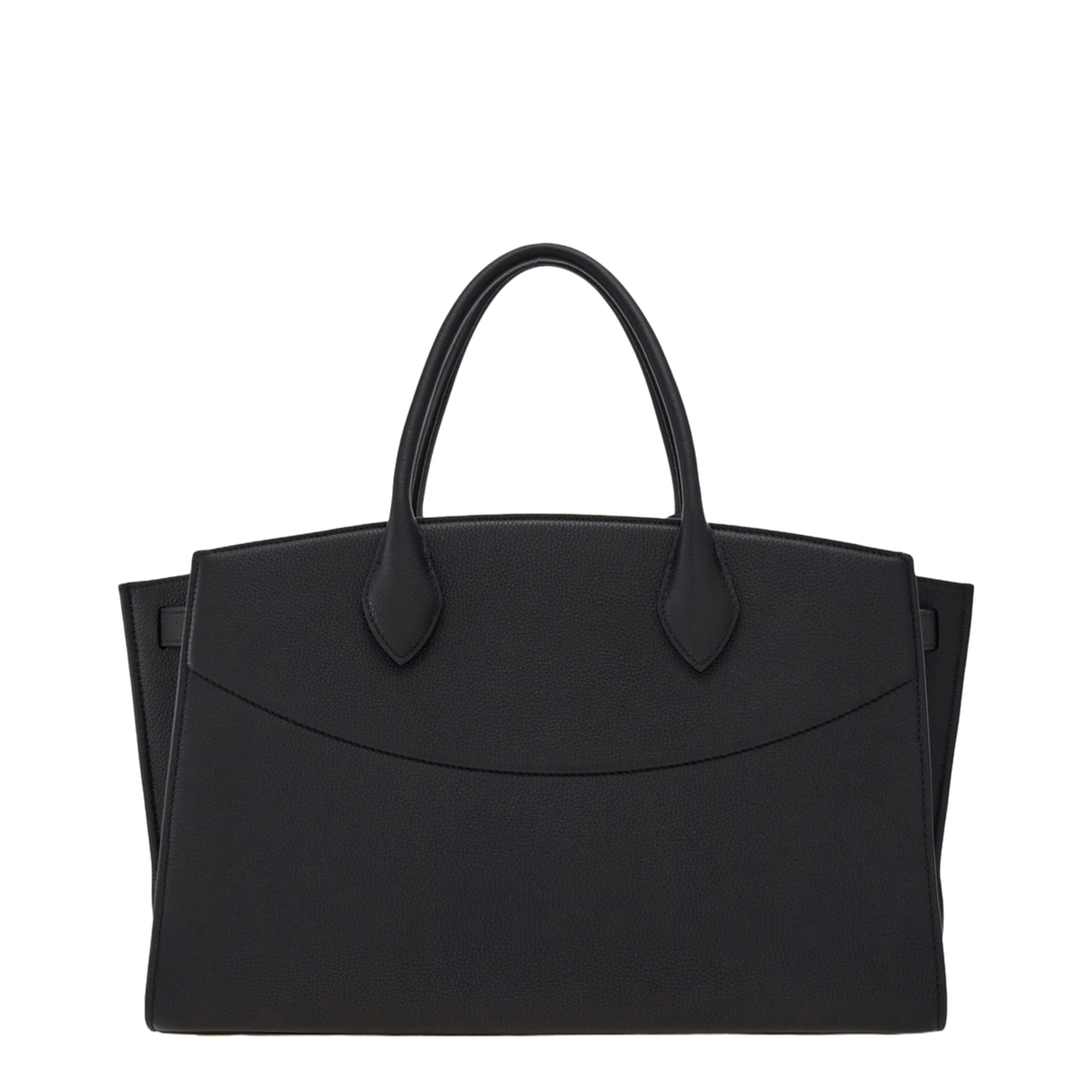 Ferragamo Studio Soft Bag (Large) Hammered Calfskin Top-Handle Bag - Nero - Image 2