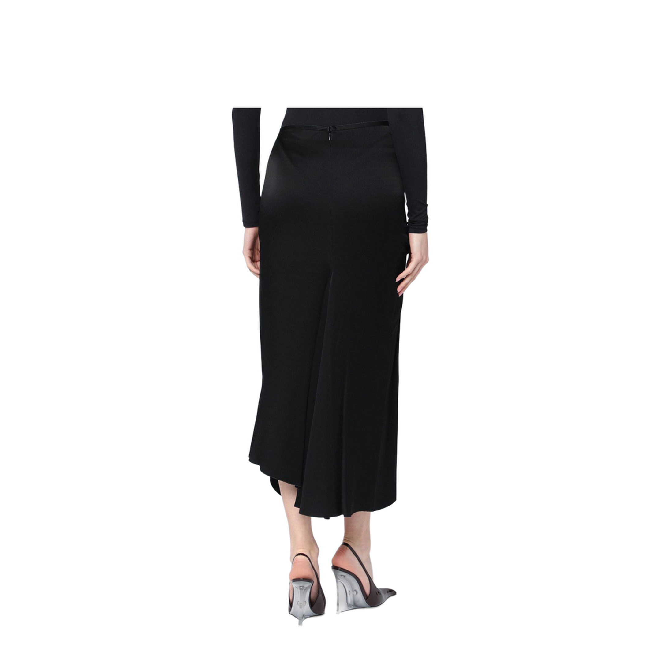 Black Midi Skirt with Draping - Image 2
