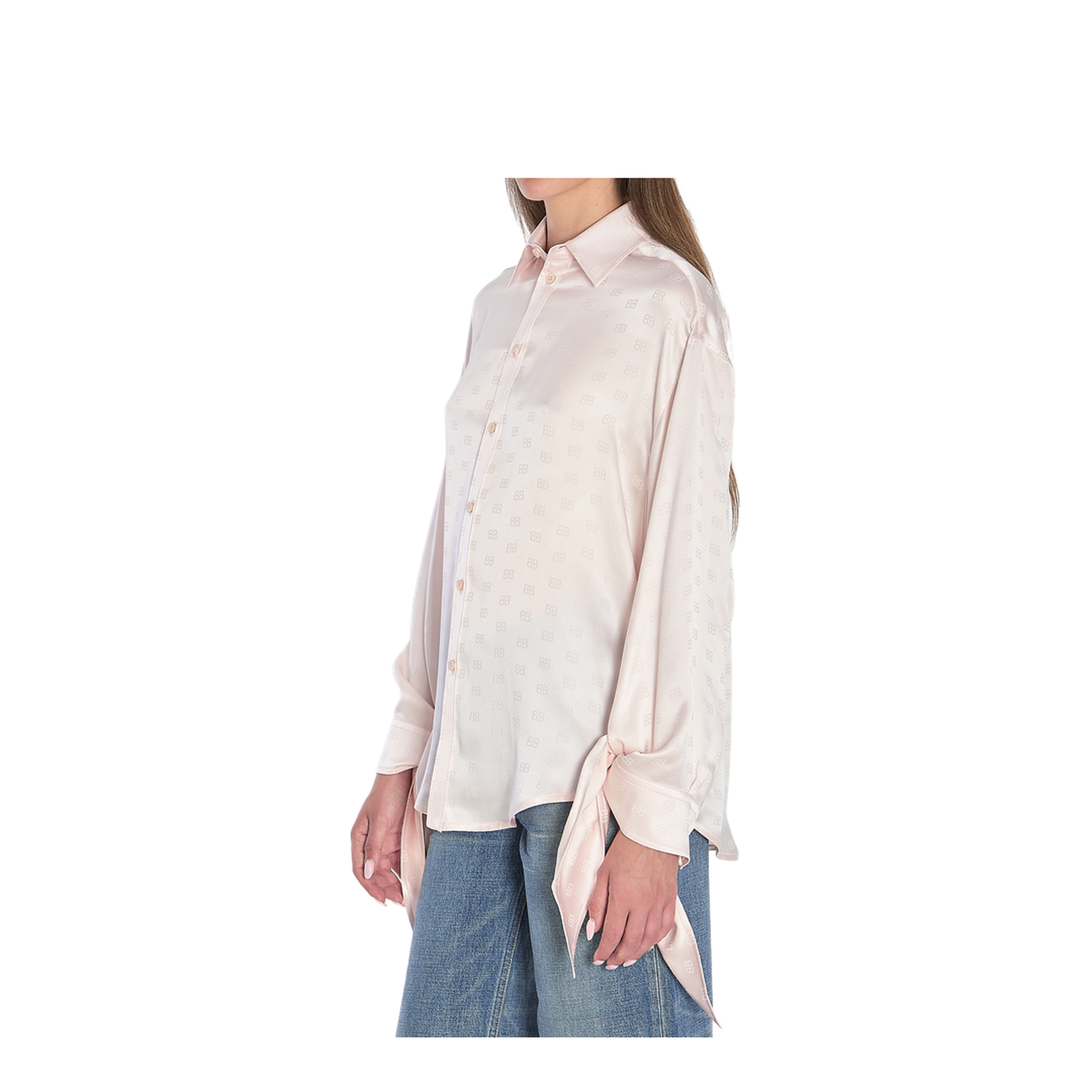 Silk Shirt With Knotted Cuffs In Pink - Image 2