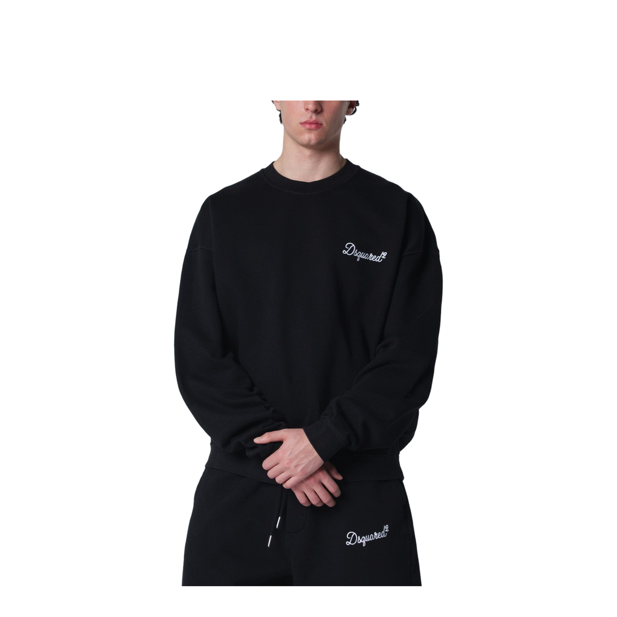 Black Relaxed-Fit Sweatshirt with Logo - Image 1