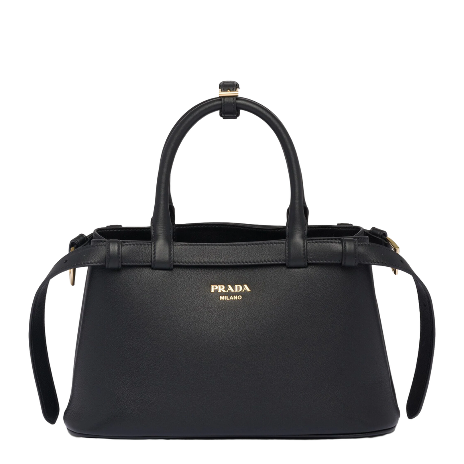 Buckle Small Calfskin Handbag - Black - Image 1