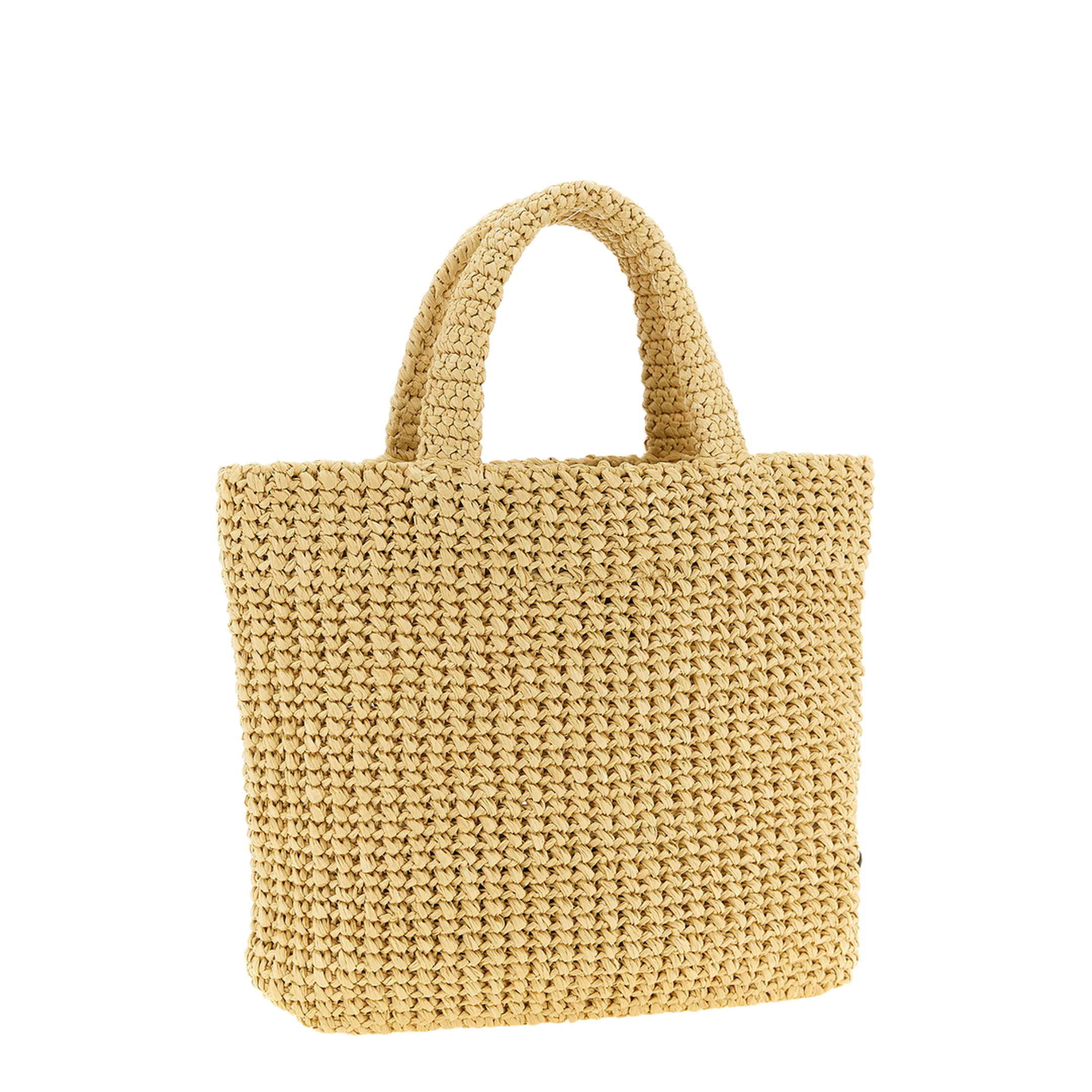 Crochet Small Raffia Tote Bag - Tan - Image 2