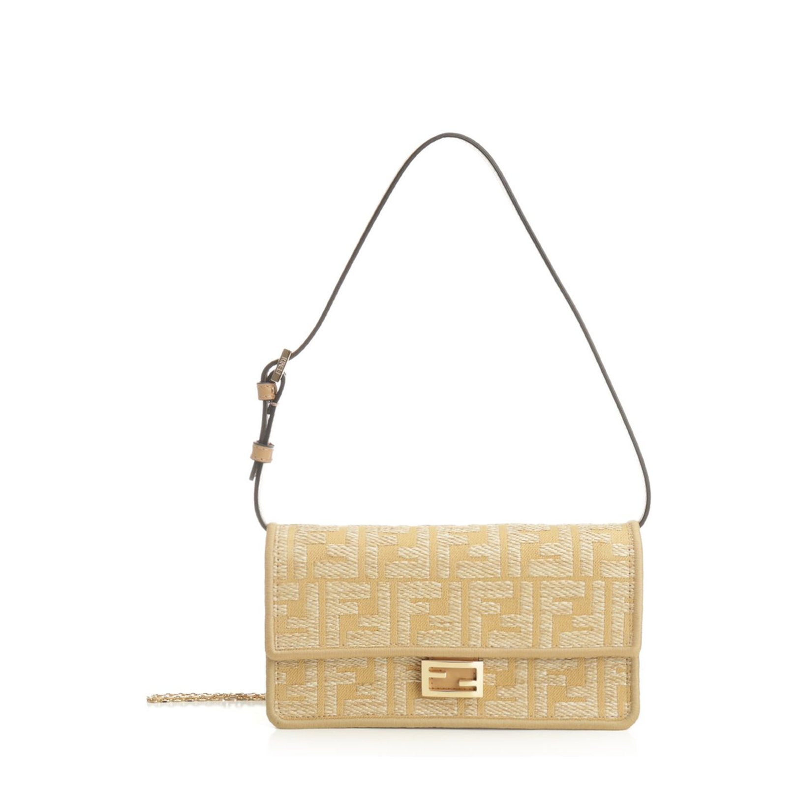 Baguette Jacquard Shoulder Bags - Beige - Image 1
