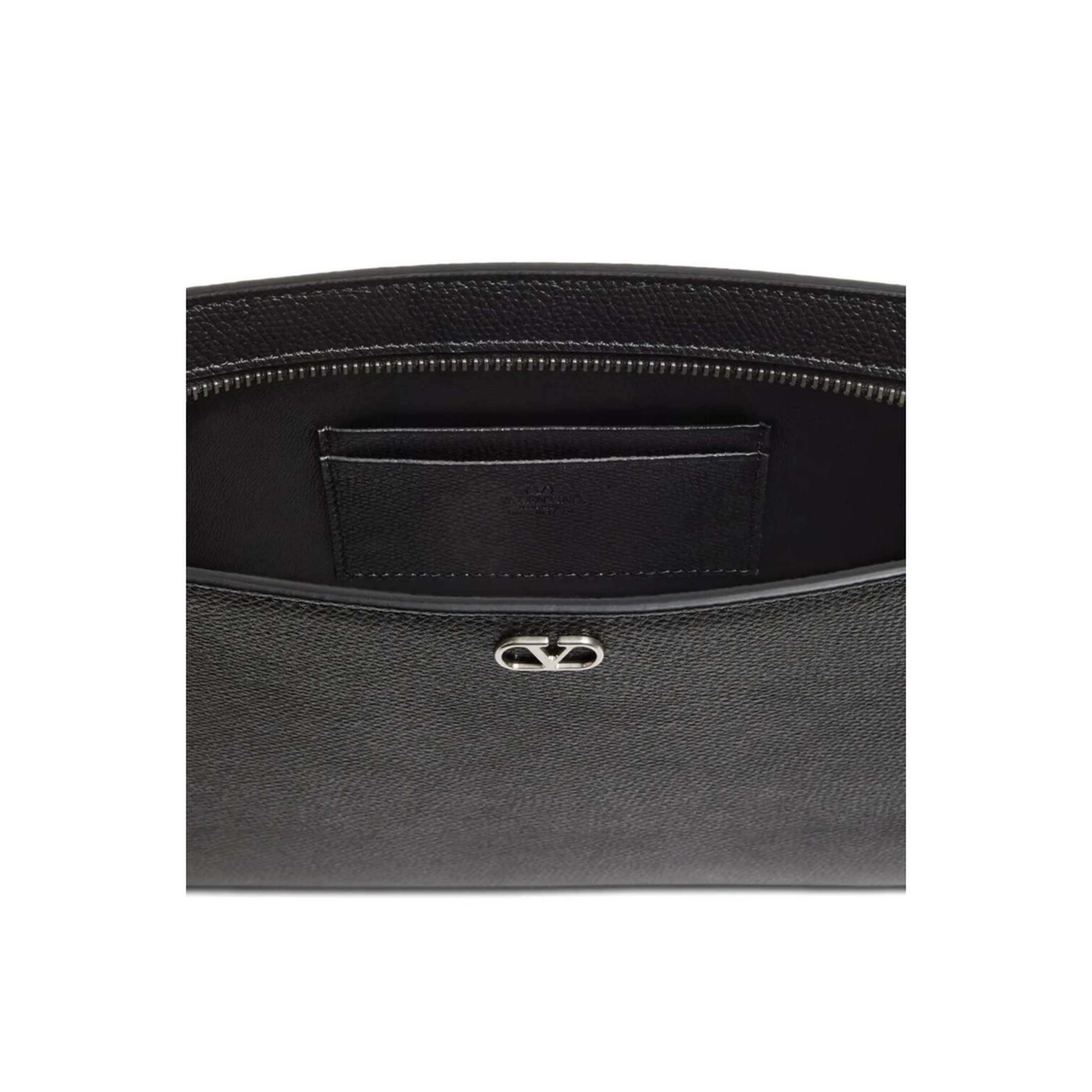 VLogo Signature Grainy Calfskin Clutch - Black - Image 5