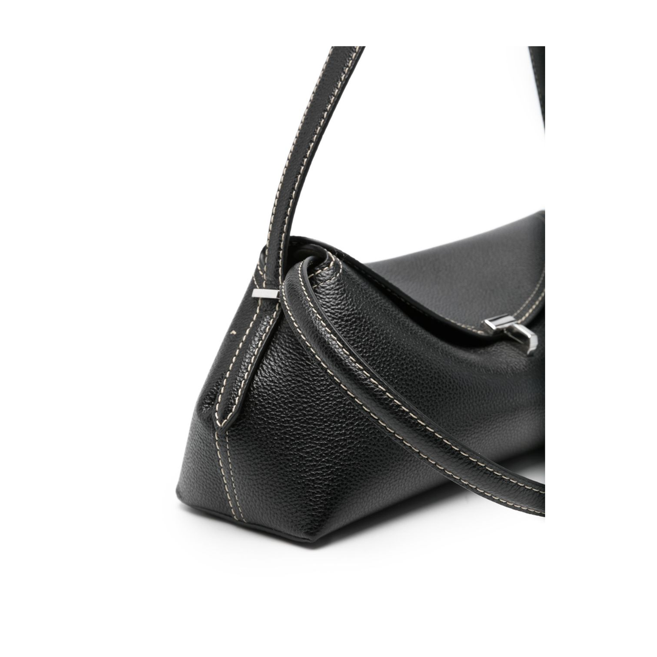 T-Lock Grained Leather Shoulder Bag - Black - Image 4