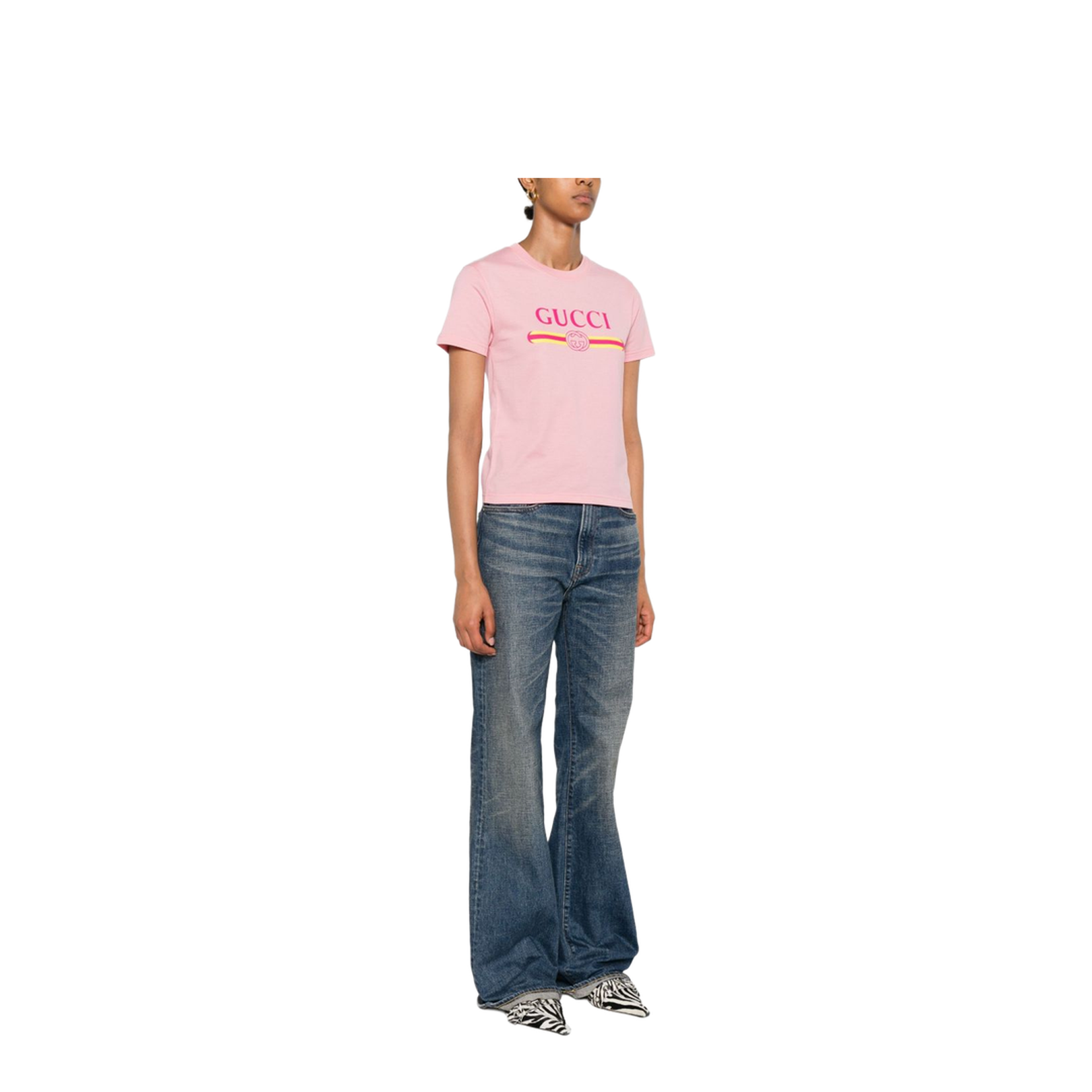 Cotton Jersey T-Shirt with Print in Pink - Image 4