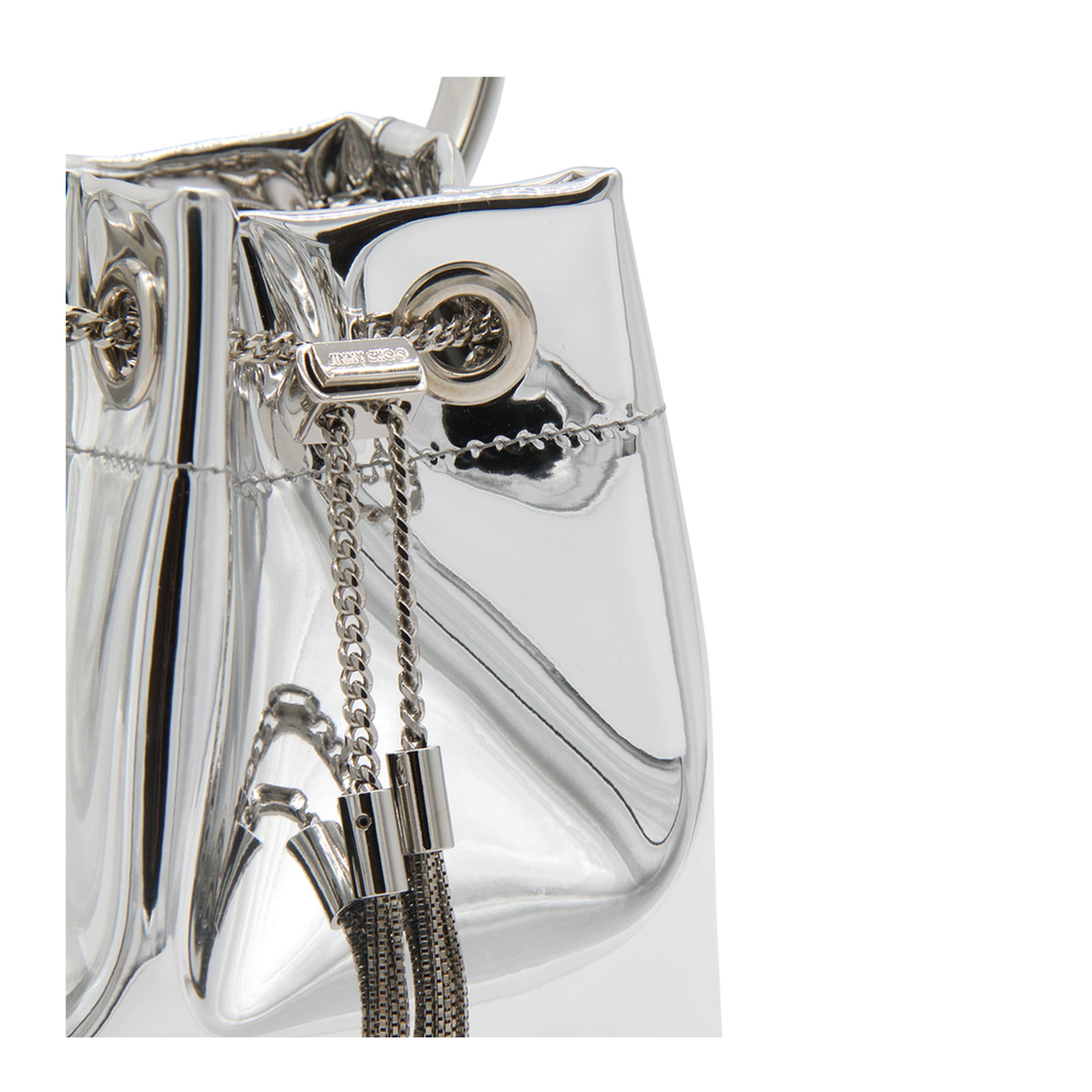 Bon Bon Mirror Fabric Mini Bag - Silver - Image 4