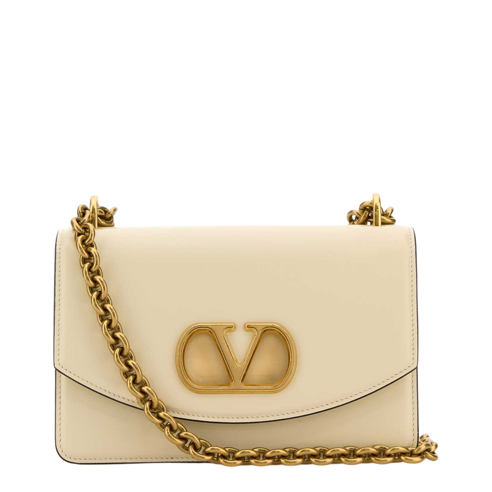 Ivory Leather Vlogo Signature Shoulder Bag - Image 1