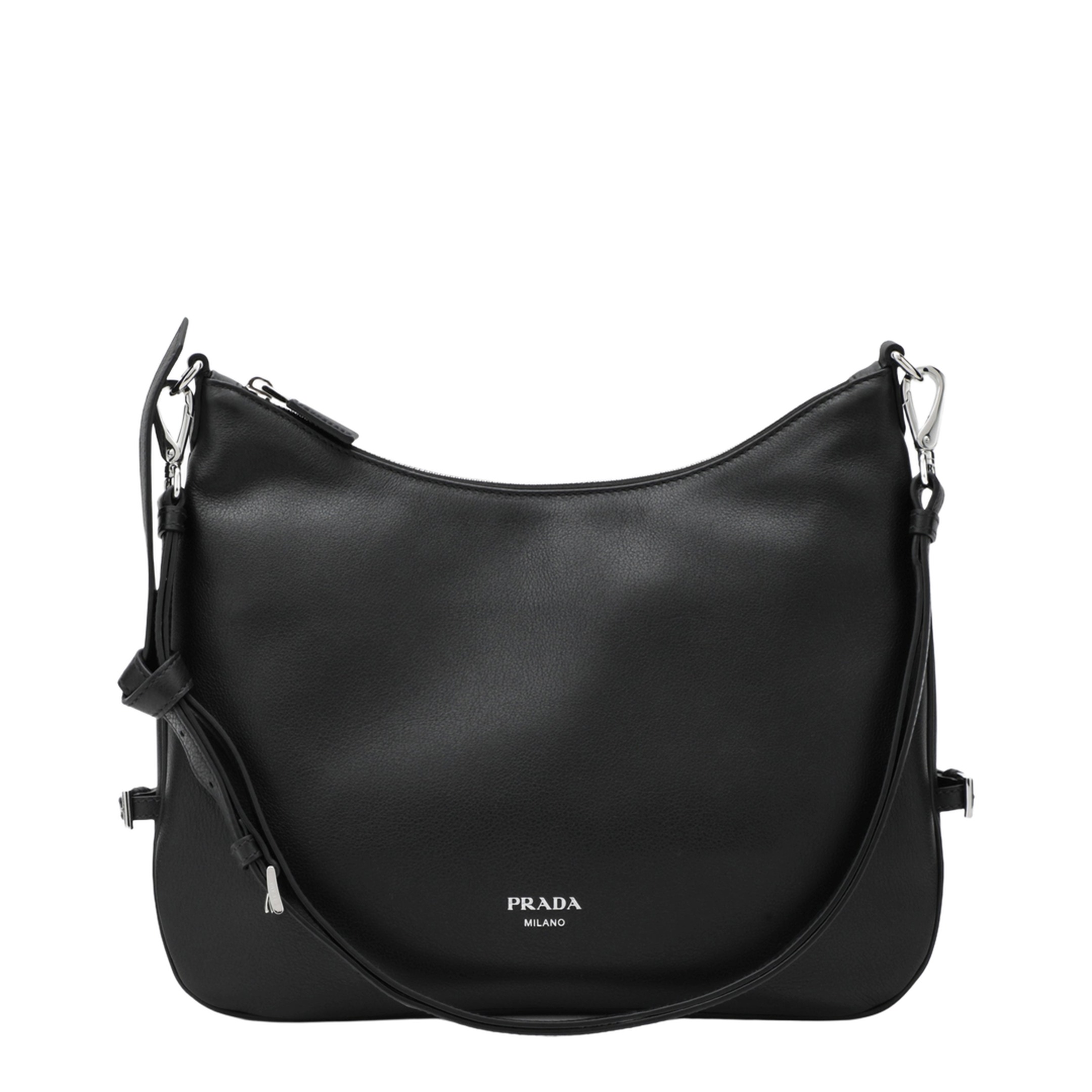 Fold Large Leather Shoulder Bags - Black - Image 1