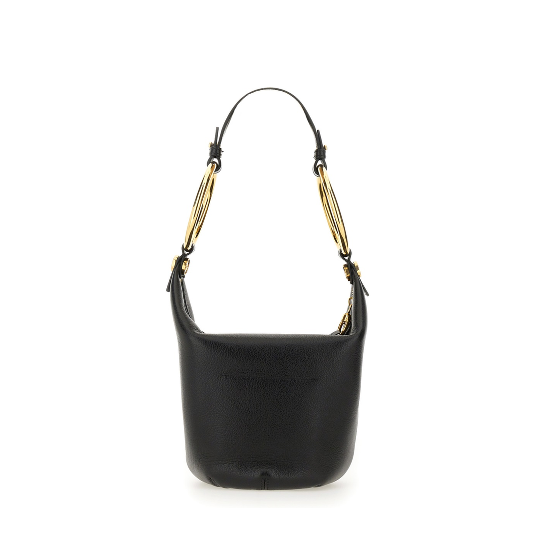 Small Buffalo Leather Shoulder Bag - Black - Image 2