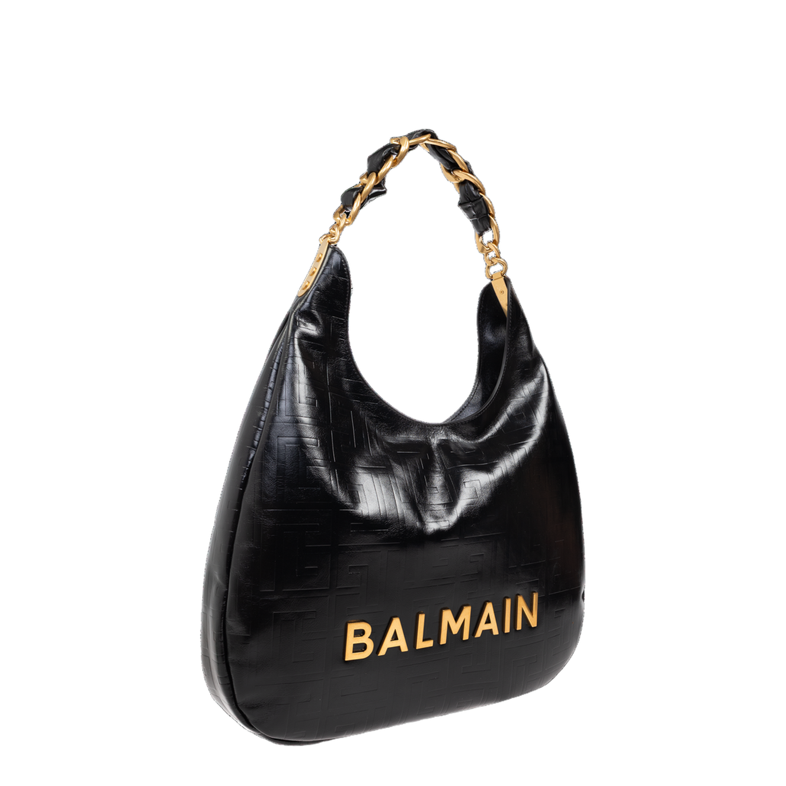 1945 Soft Large Crinkled Leather Hobo Bag - Black - Image 3