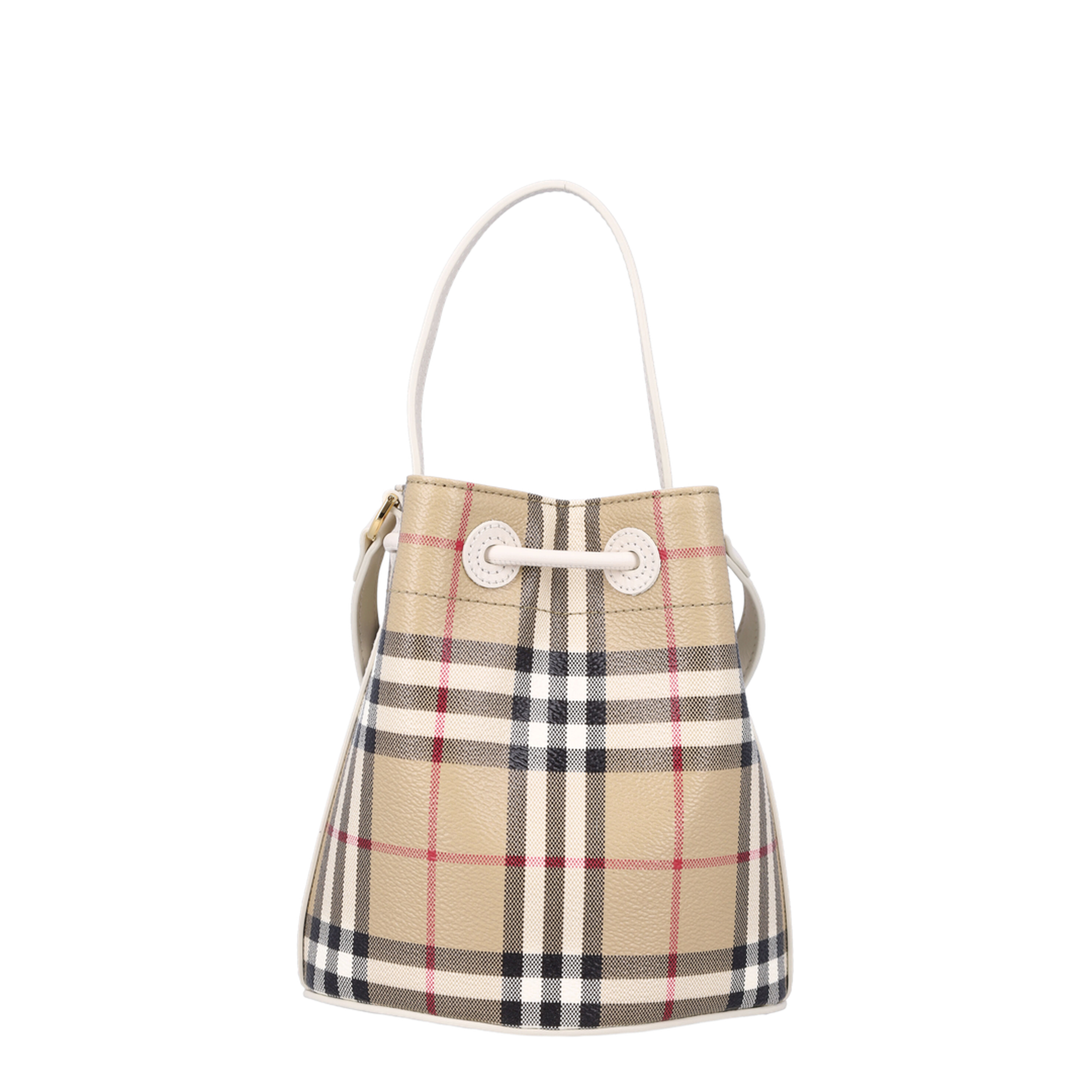 Mini Check Mini Coated Cotton-Blend Bucket Bag - Archive Beige/Soap Beige - Image 3