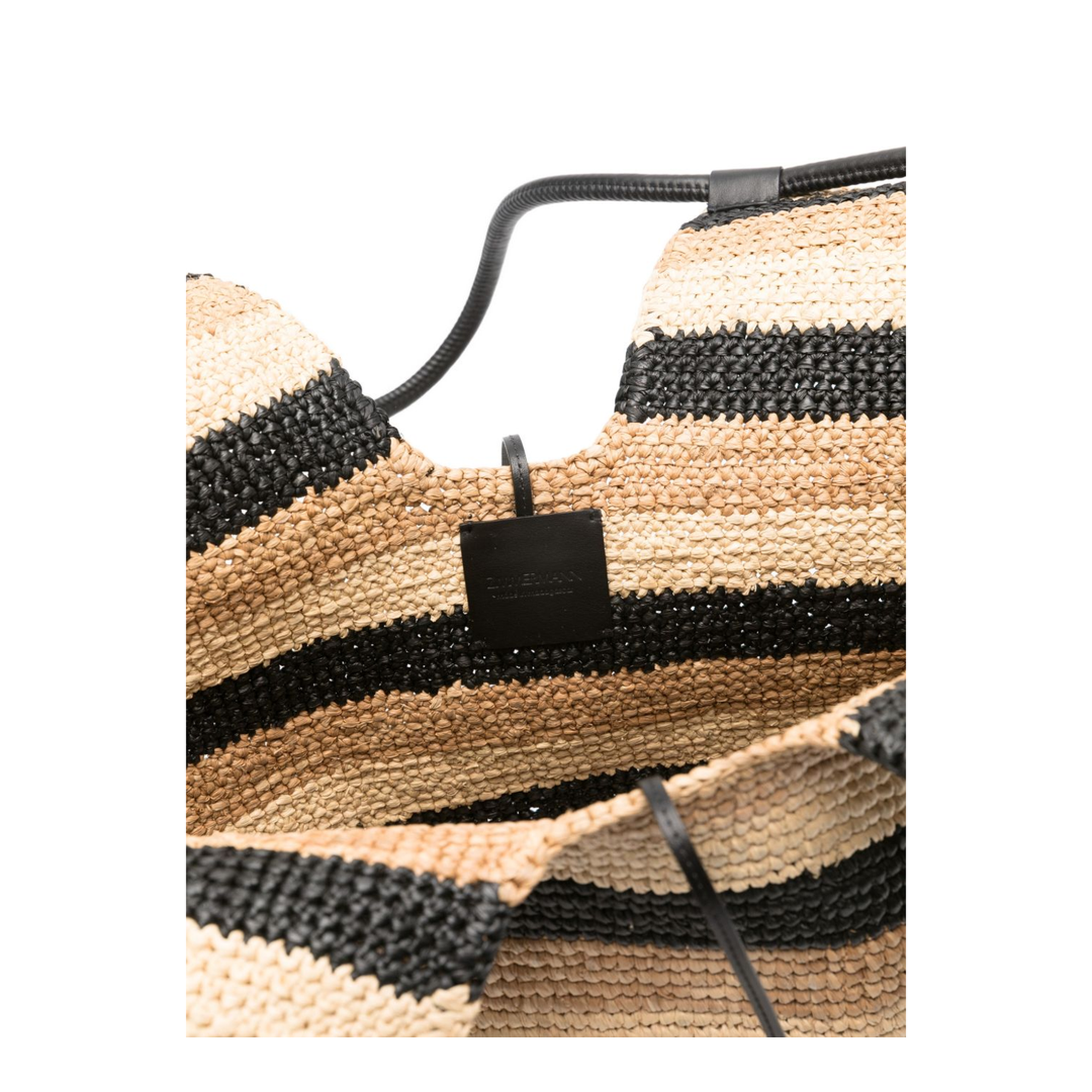 Goldentime Large Raffia Tote - Black Stripes - Image 2