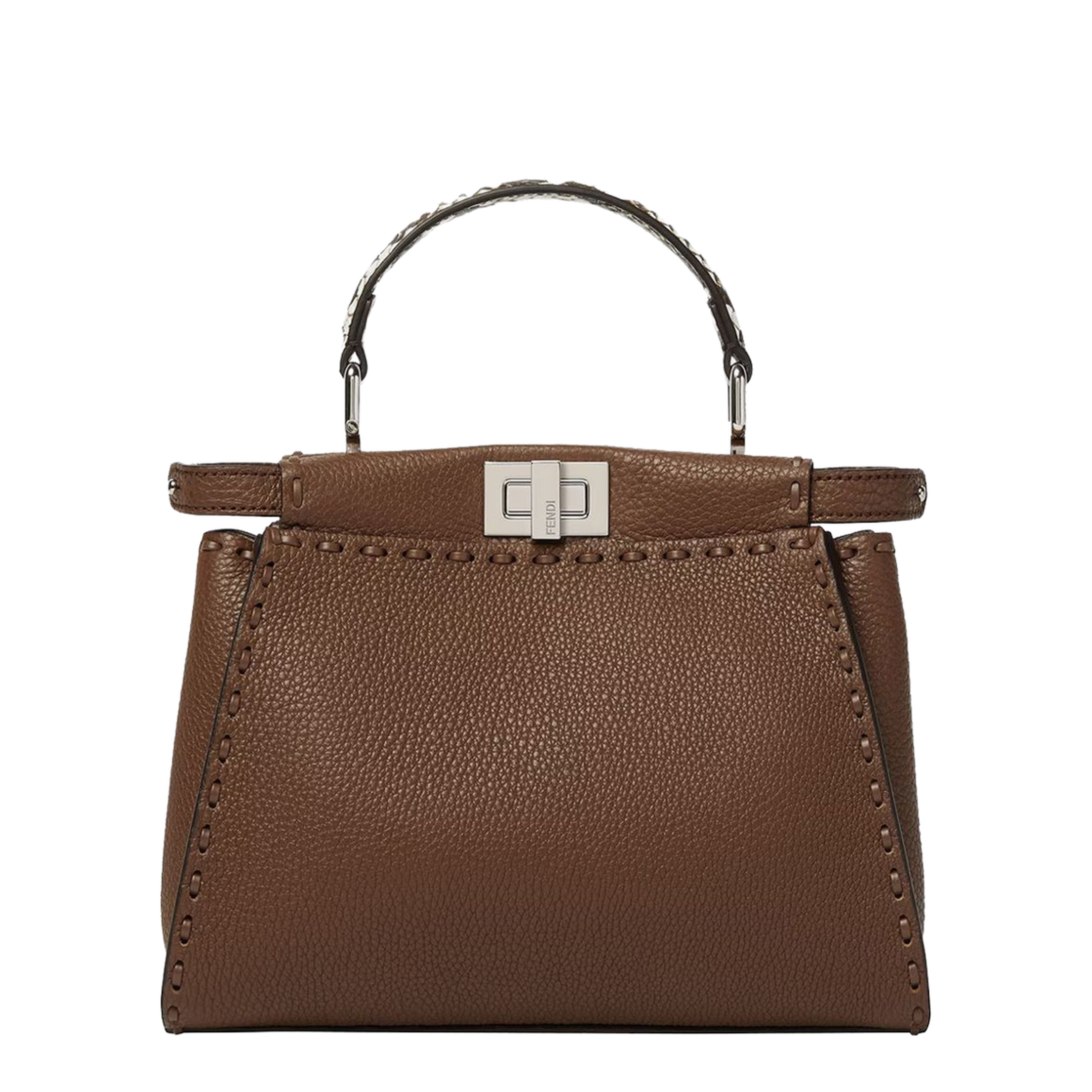 Peekaboo Mini Calfskin Top-Handle Bag - Hazelnut - Image 1
