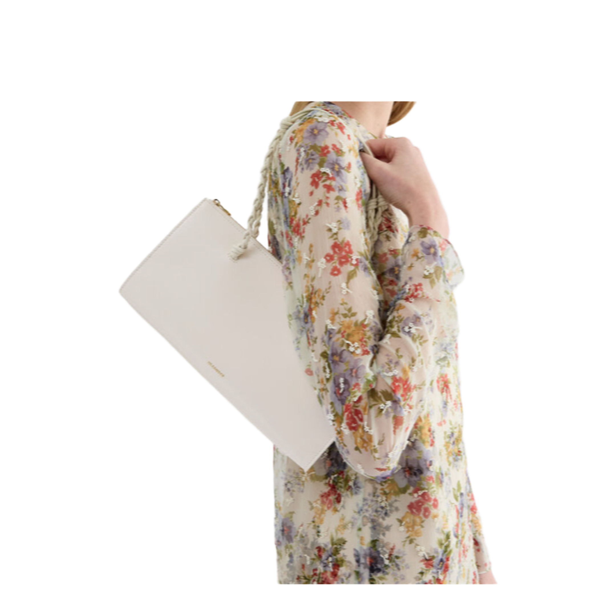 Tangle Tent Calf Leather Shoulder Bag - Eggshell - Image 3
