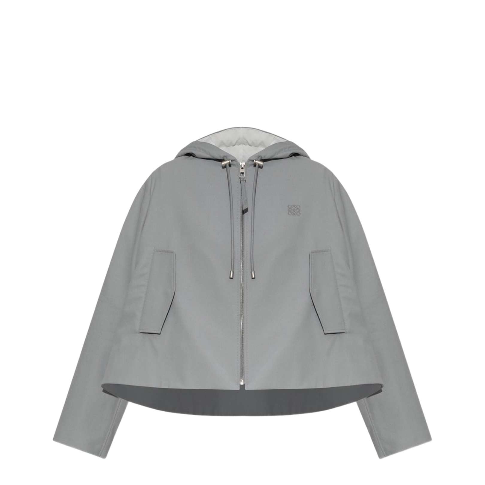 Hooded Jacket in Cotton Grey - Image 1