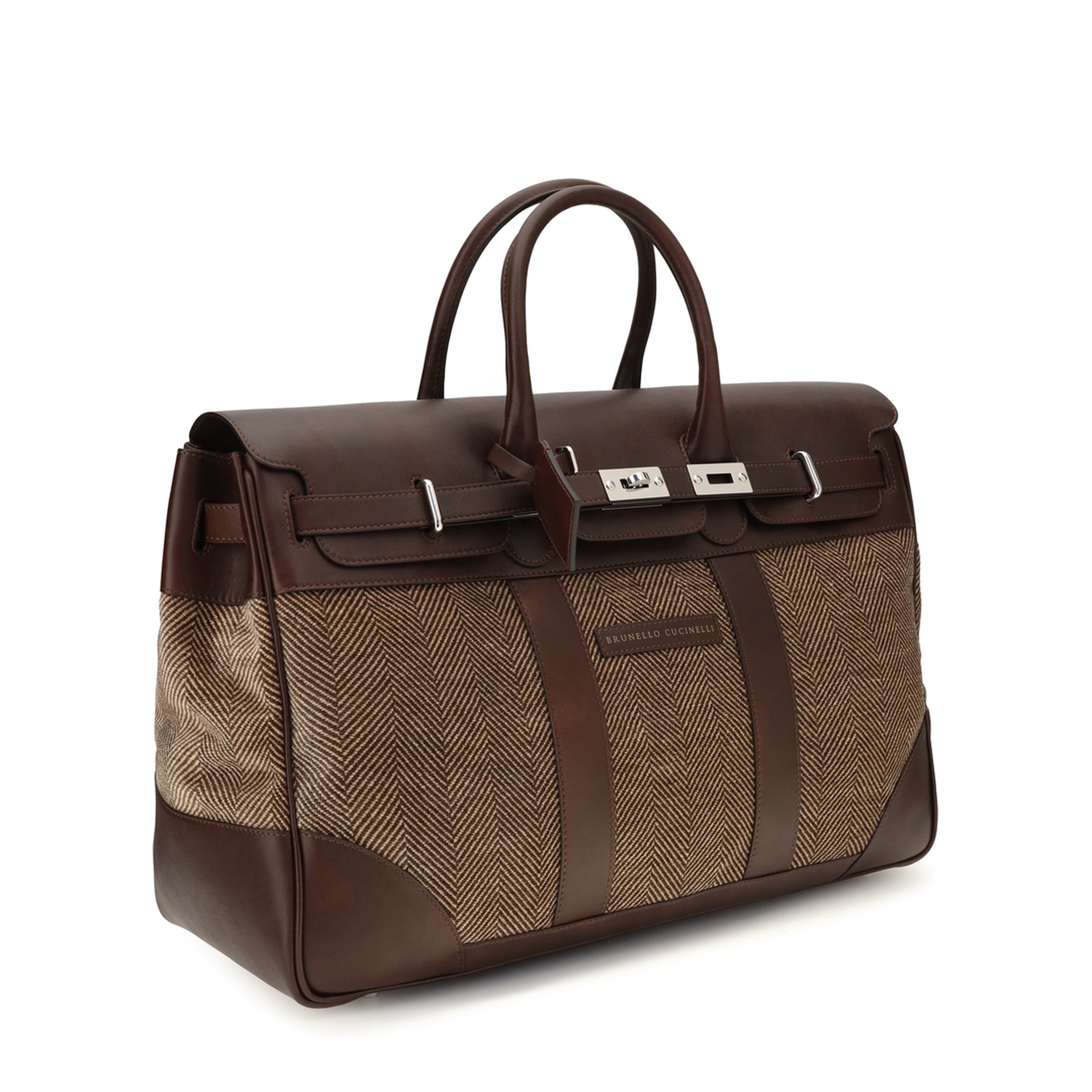 Travel Bag In Leather And Fabric - Image 2