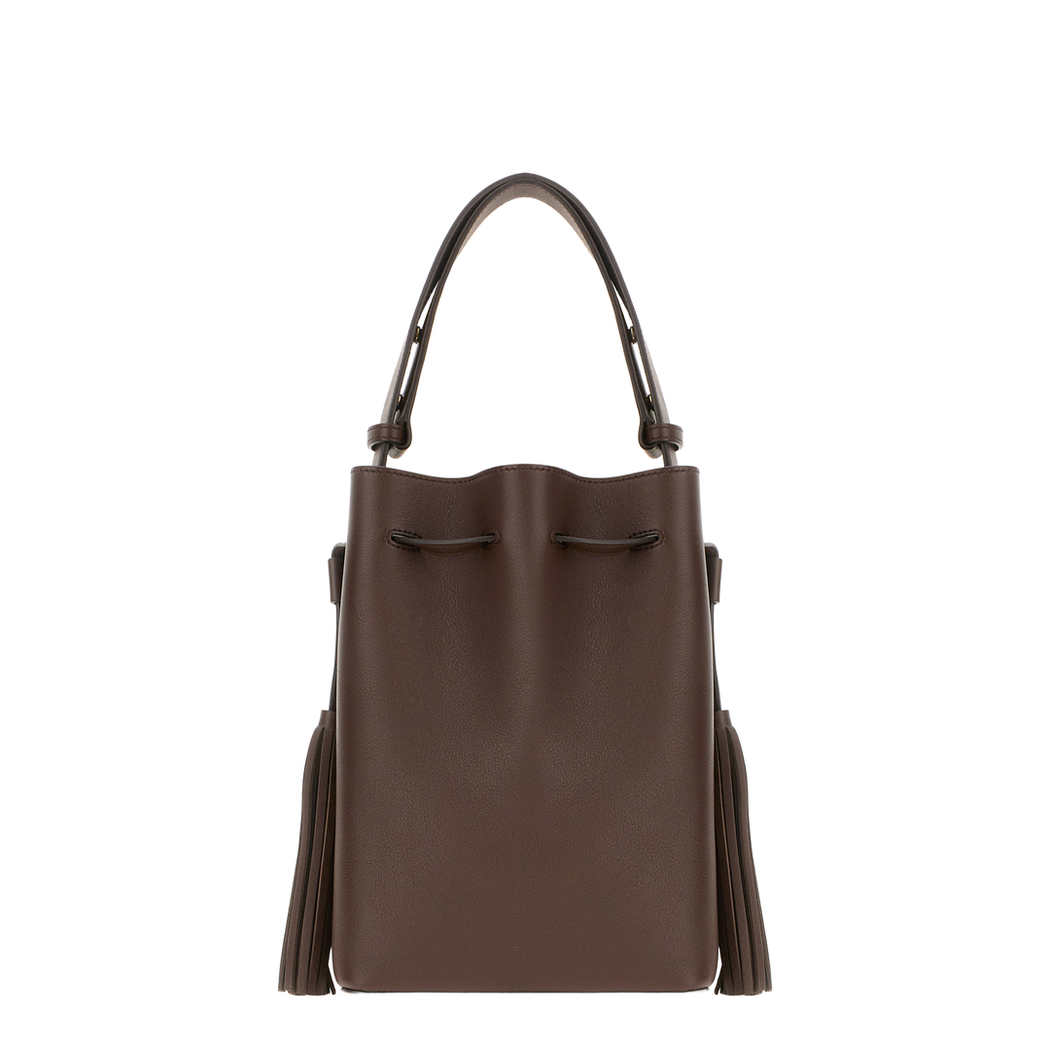 So Seau Medium Leather Bucket Bag - Dark Coffee - Image 3